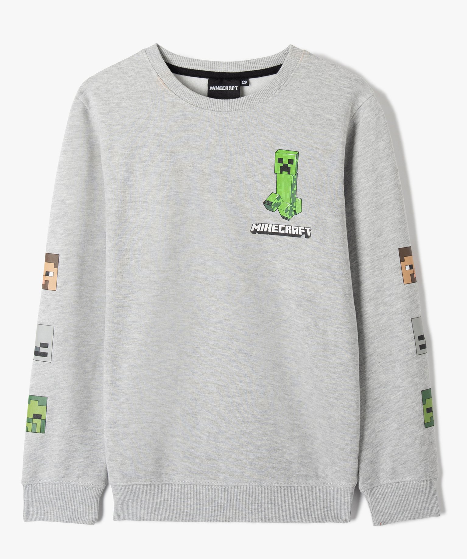 Sweat Garçon chiné imprimé - Minecraft gris | GEMO