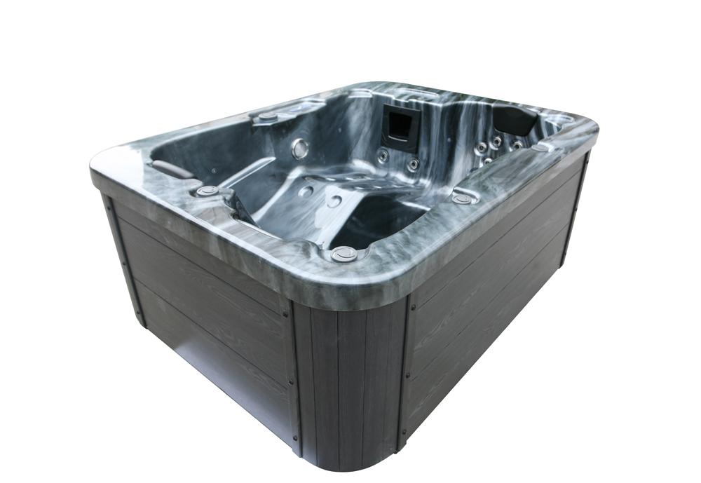 Home Deluxe Outdoor Whirlpool BLACK MARBLE inkl. Treppe und Thermoabdeckung