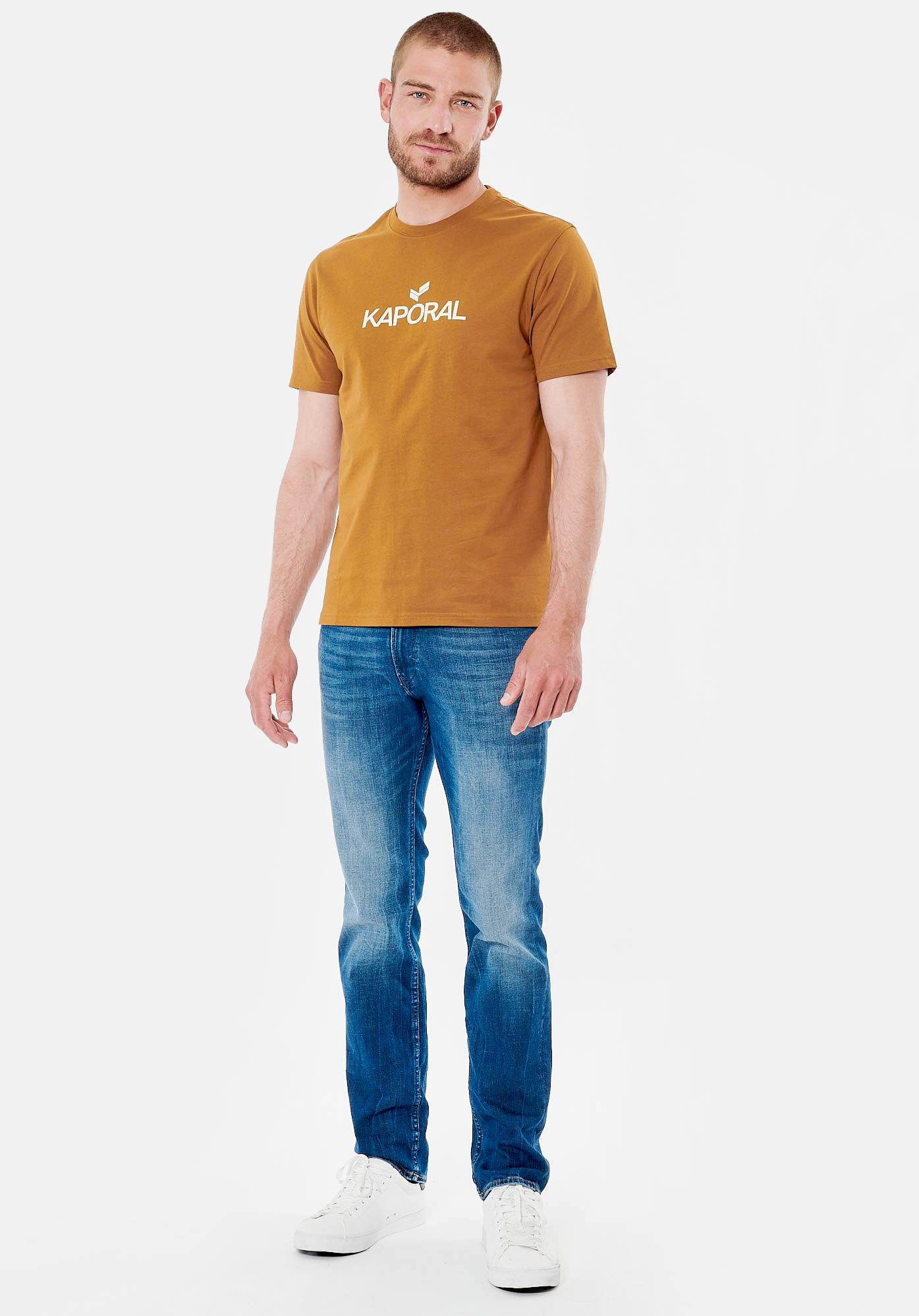 LERES  T-shirt marron homme 100% coton