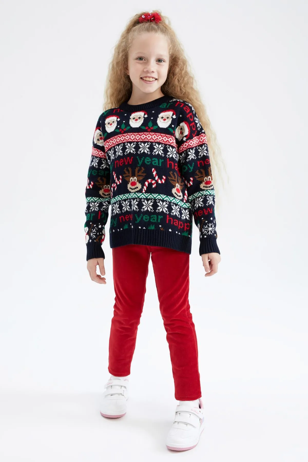 DeFacto  Mädchenpullover mit Rundhalsausschnitt und Neujahrsmotiv