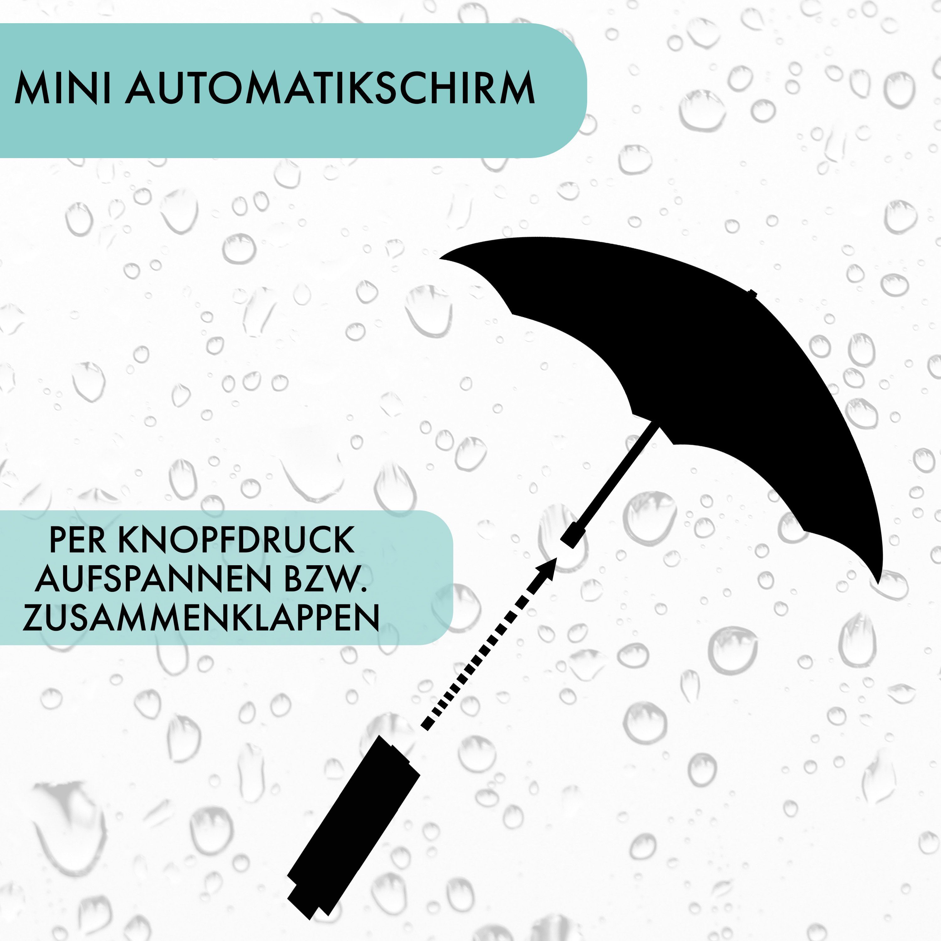 Olsen Taschenregenschirm Automatik Kleiner Taschenschirm mini für Damen und Herren, mit Rutschfestem Griff