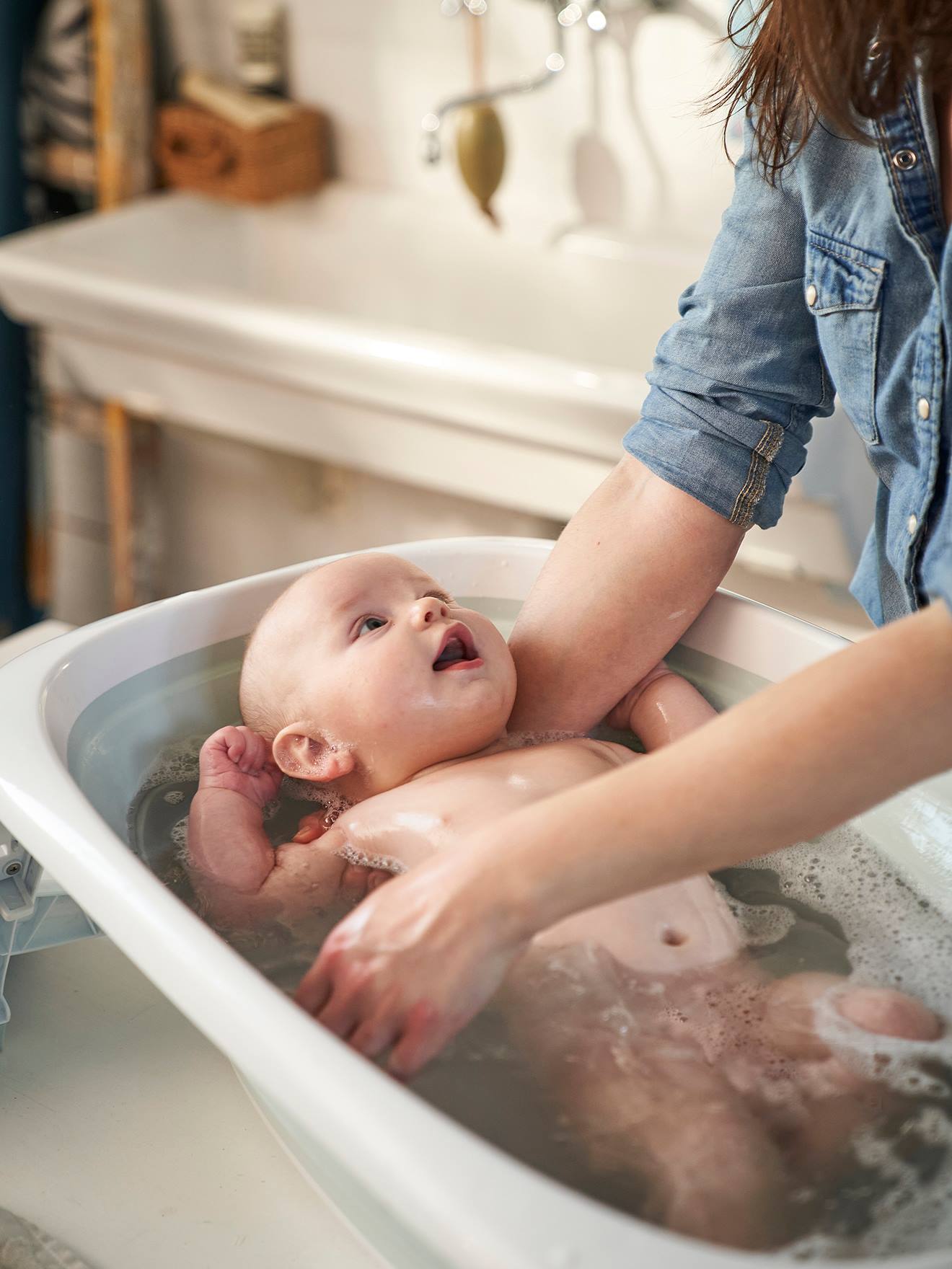 Vertbaudet Faltbare Baby Badewanne EASY TUB - aqua/weiß