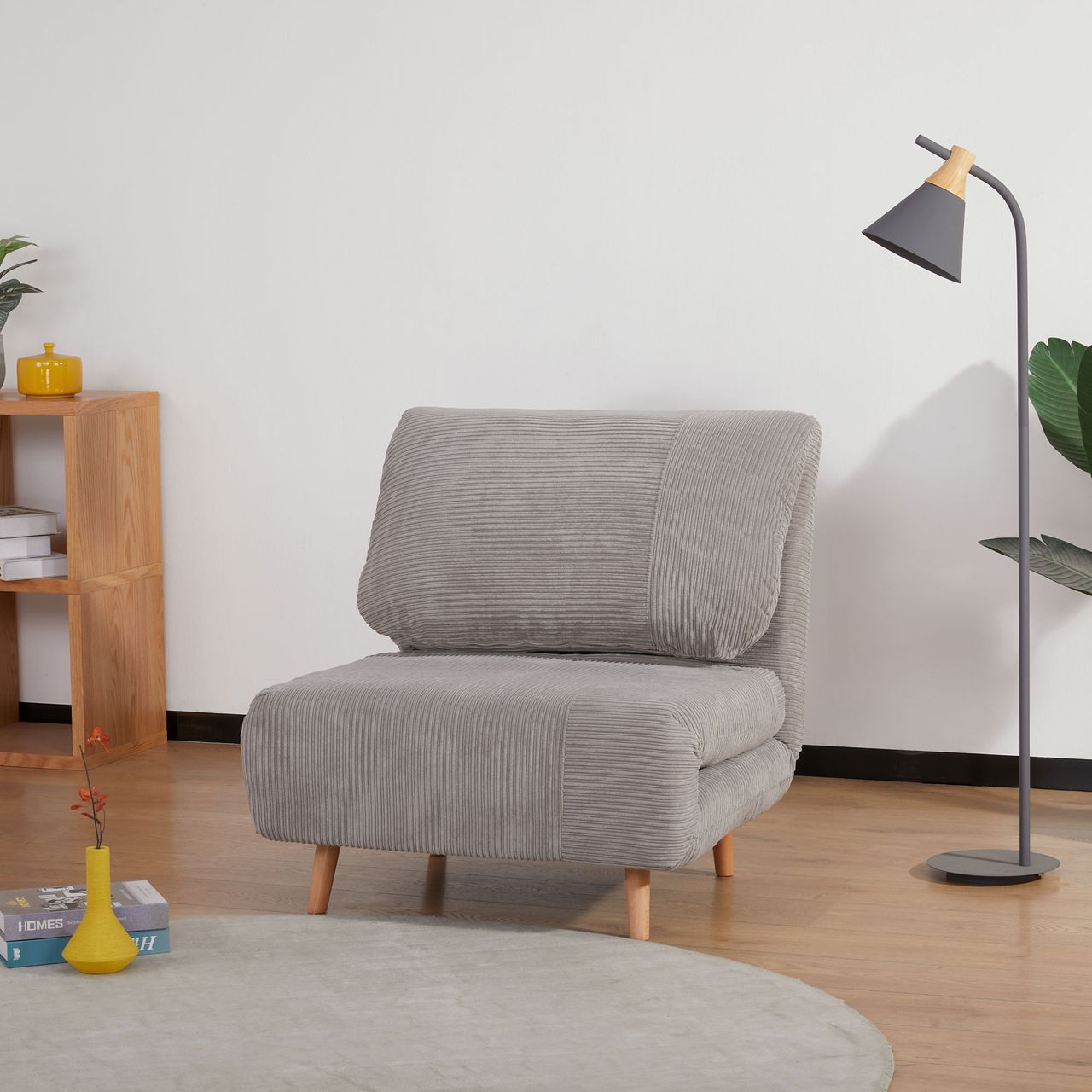 HOMCOM 2-in-1 Schlafsofa Schlafsessel Klappmatratze Gästebett Klappbett Hellgrau