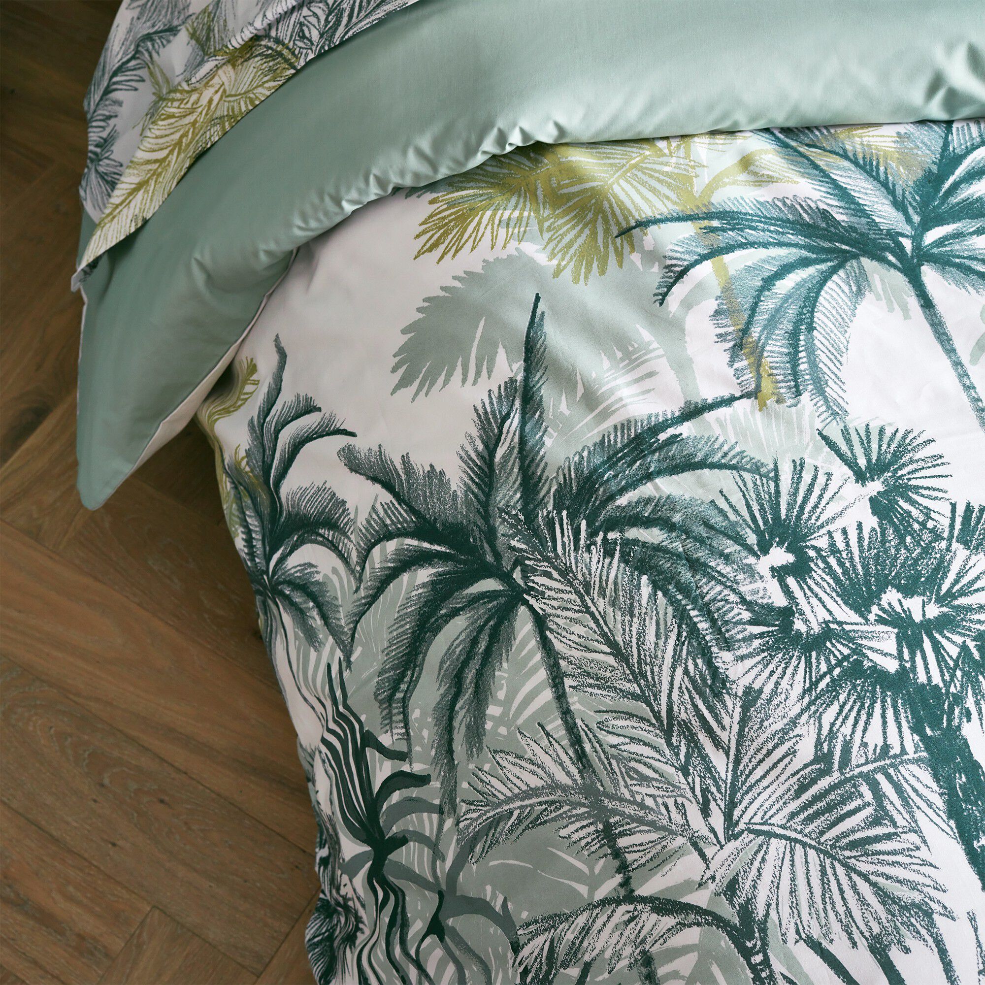 Linge de lit Alba percale de coton imprimé tropical