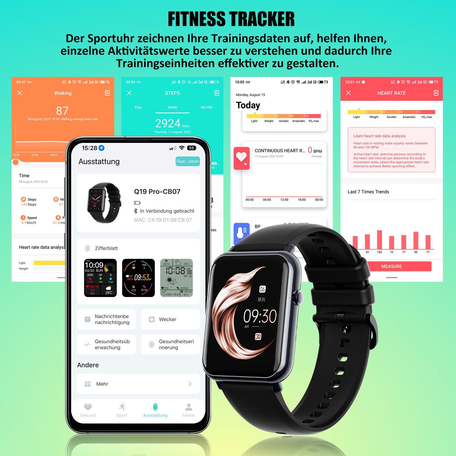 Mutoy Smartwatch, Smartwatch Damen Uhren Herren Fitnessuhr Smartwatch (1.69
