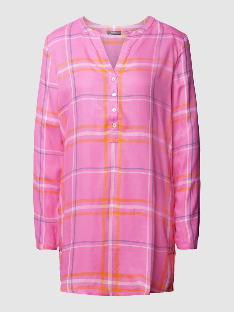 Bluse mit Tunikakragen in pink