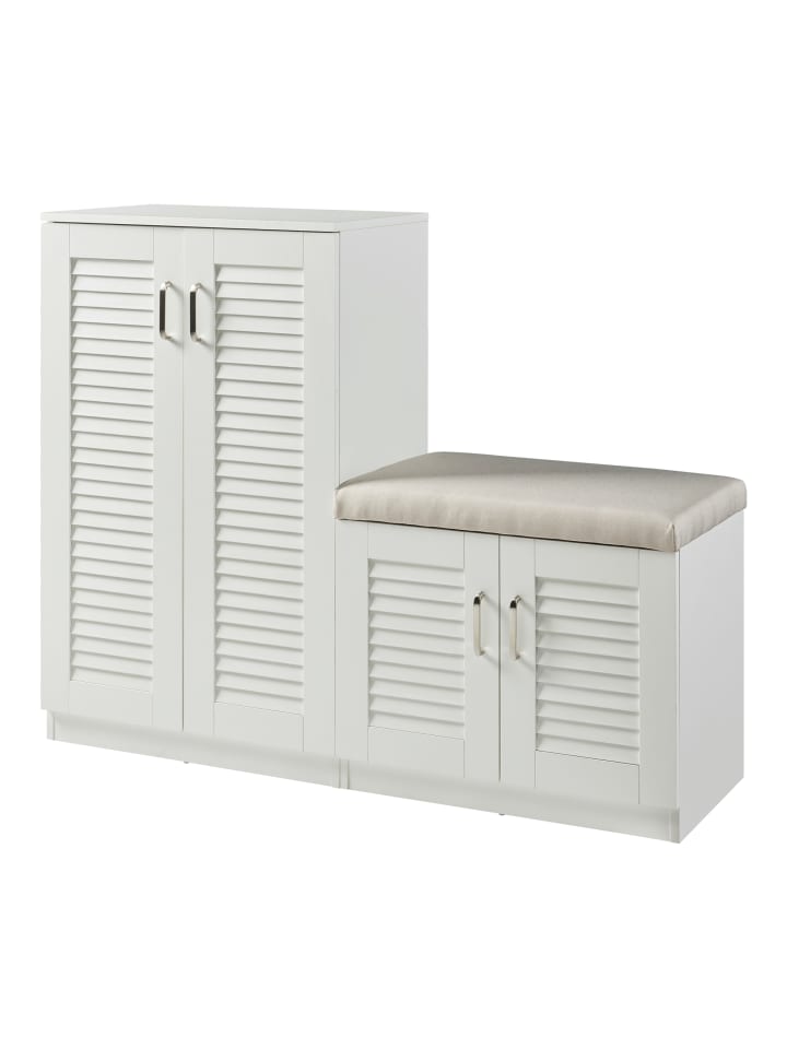 en.casa Schuhschrank Løten in Weiß (H)97cm (B)120cm günstig kaufen onesize