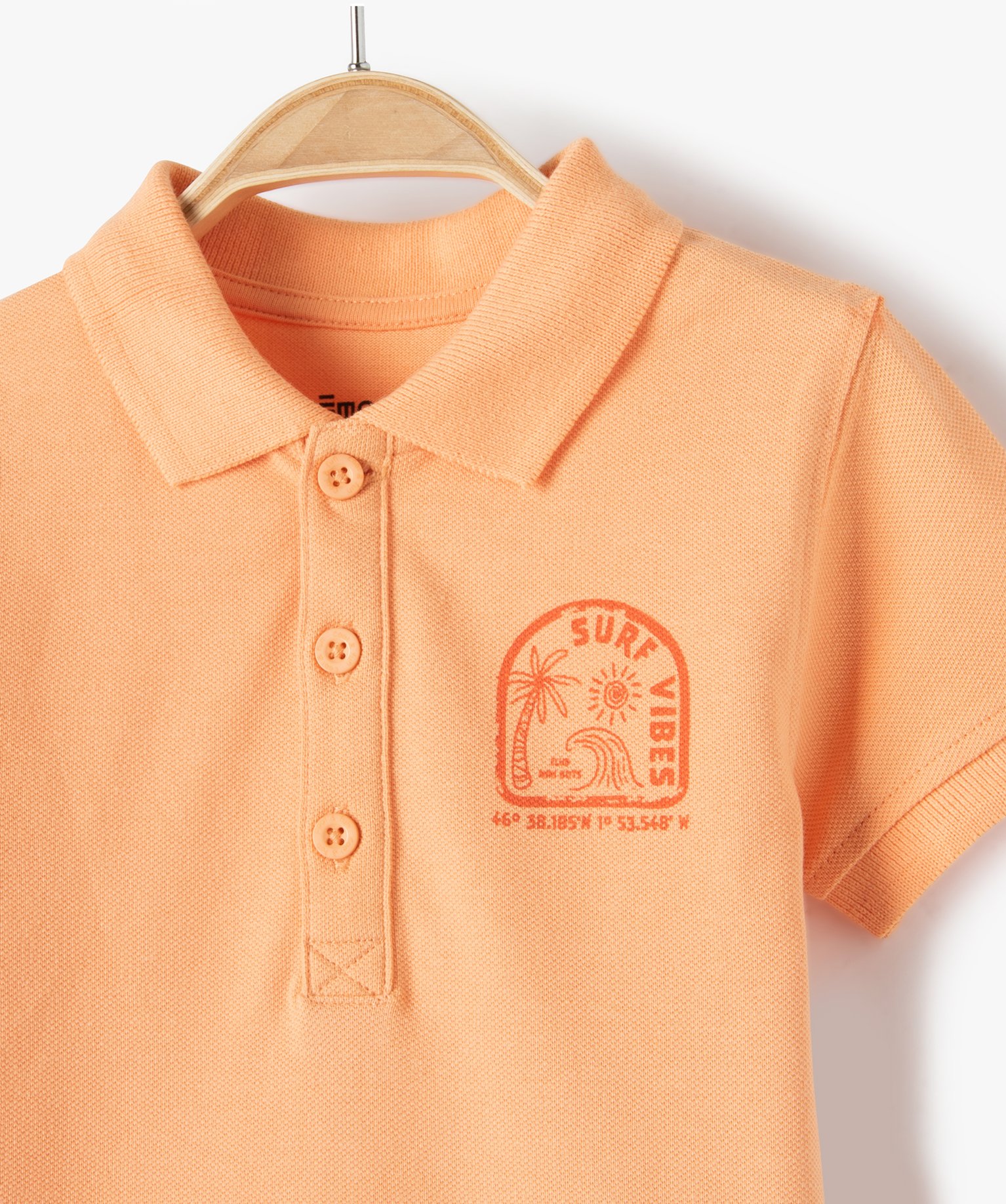 Polo bébé Garçon en maille piquée avec petit motif poitrine orange | GEMO