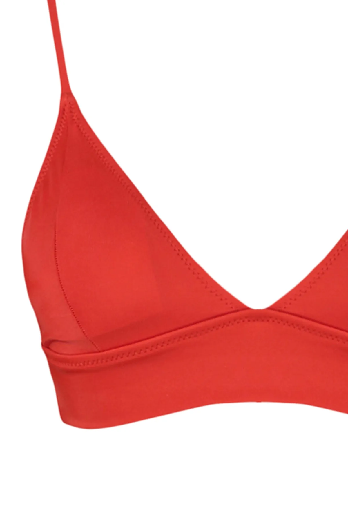 Trendyol Collection  Rotes, dreieckiges, strukturiertes Bikini-Set mit hohem Beinausschnitt TBESS23BT00069