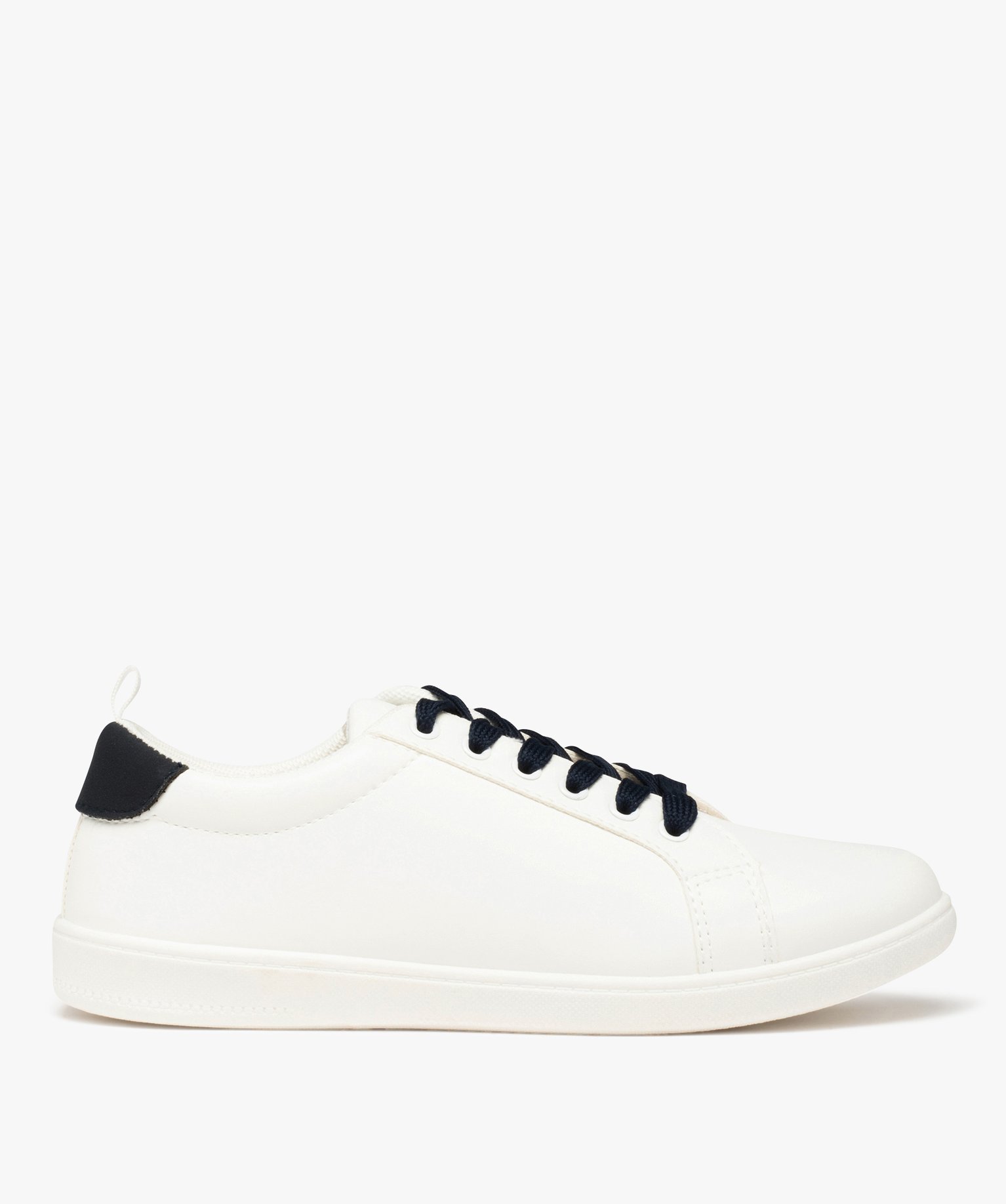 Baskets femme unies à lacets contrastés blanc | GEMO