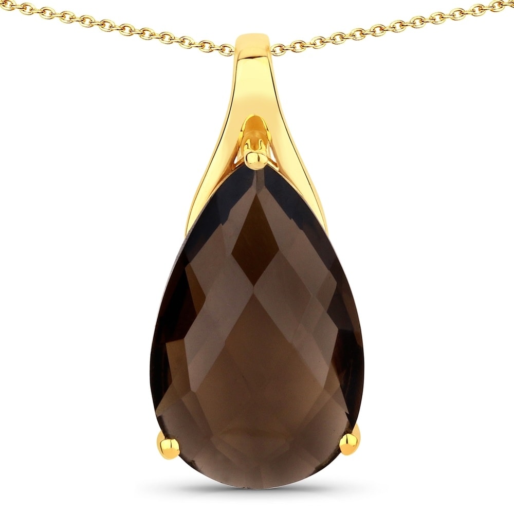 Rafaela Donata Chaîne Argent sterling Quartz fumé en Or jaune Bijoux