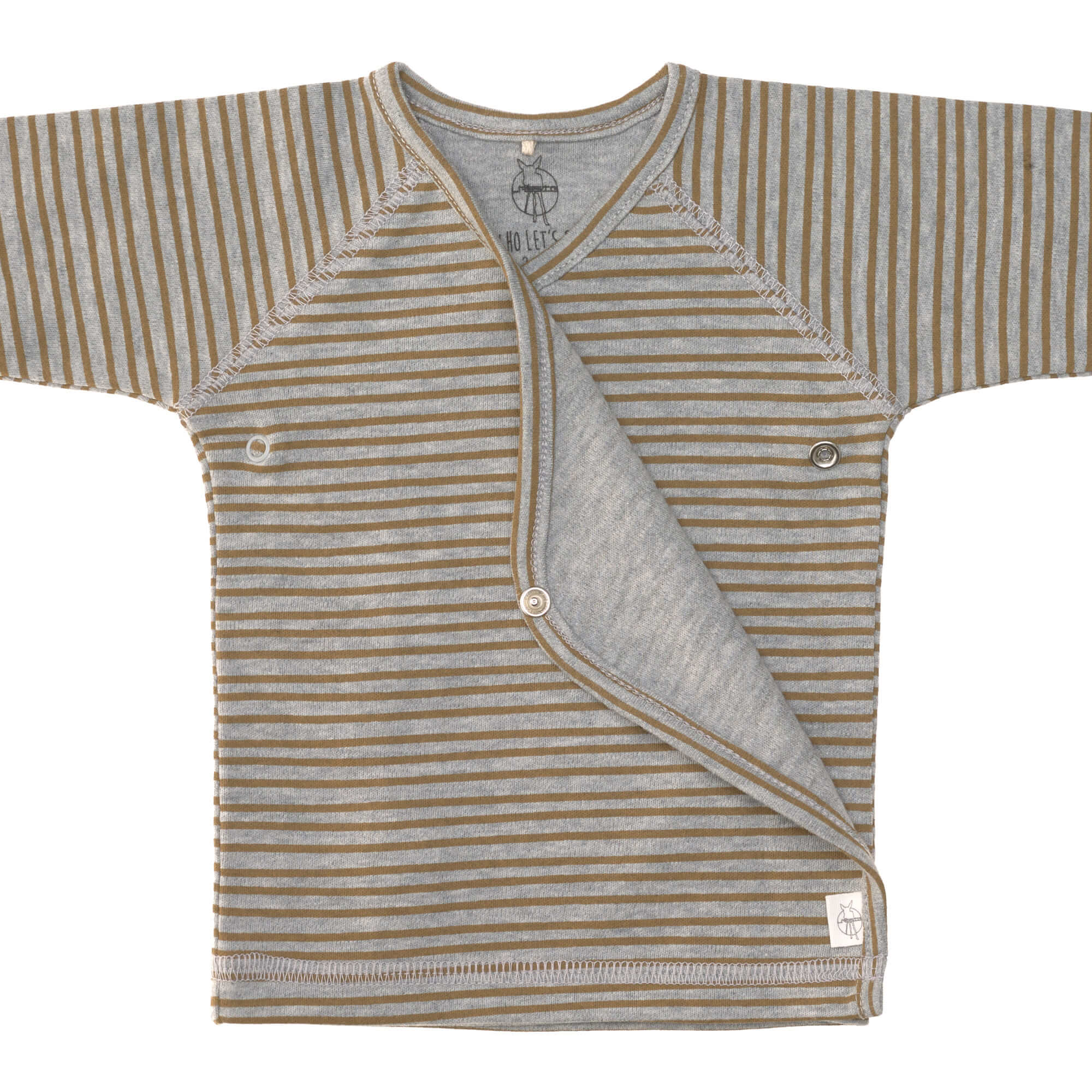 Baby Wickelshirt - Bio Baumwolle, Striped, Grau Mélange