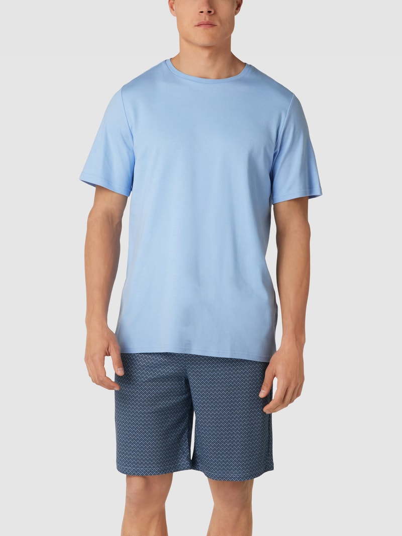 Pyjama mit Allover-Muster Modell 'Fine Interlock' in hellblau