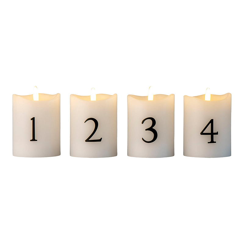 Vie Selected Adventslys 4-pk LED m/tall og fjernkontroll
