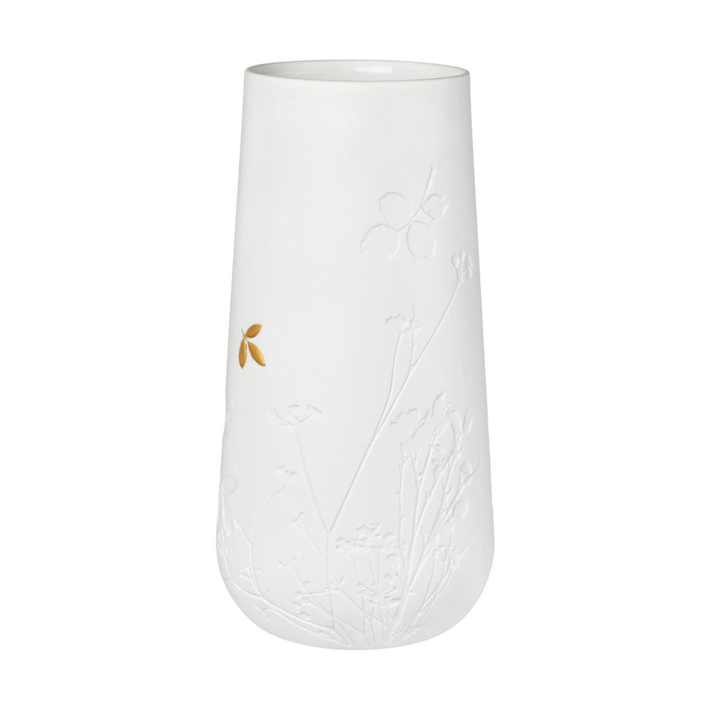 Vase Goldblatt groß weiß/