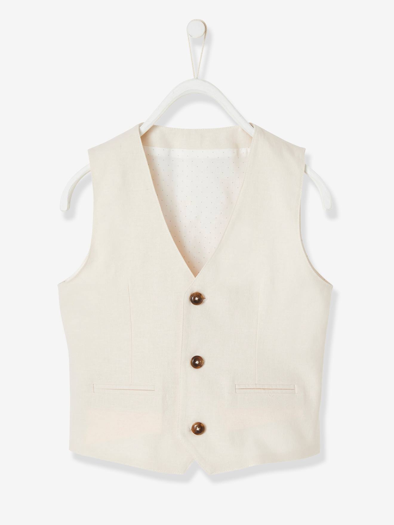Veste sans manches de cérémonie garçon en coton/ lin marine foncé