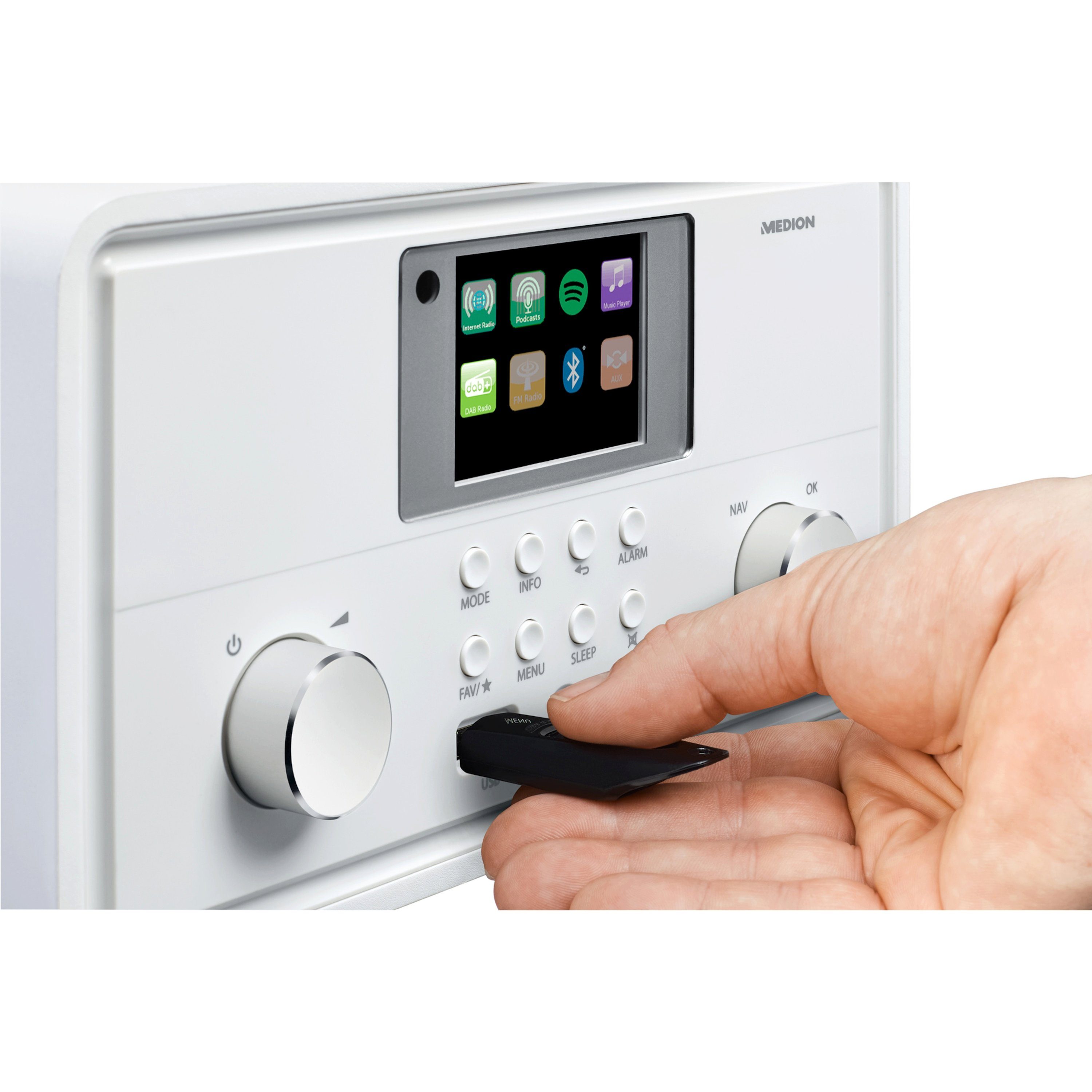 Medion® Internet-Radio (AM/FM, DAB+, MW/UKW, Spotify, 10 W, MD88069)