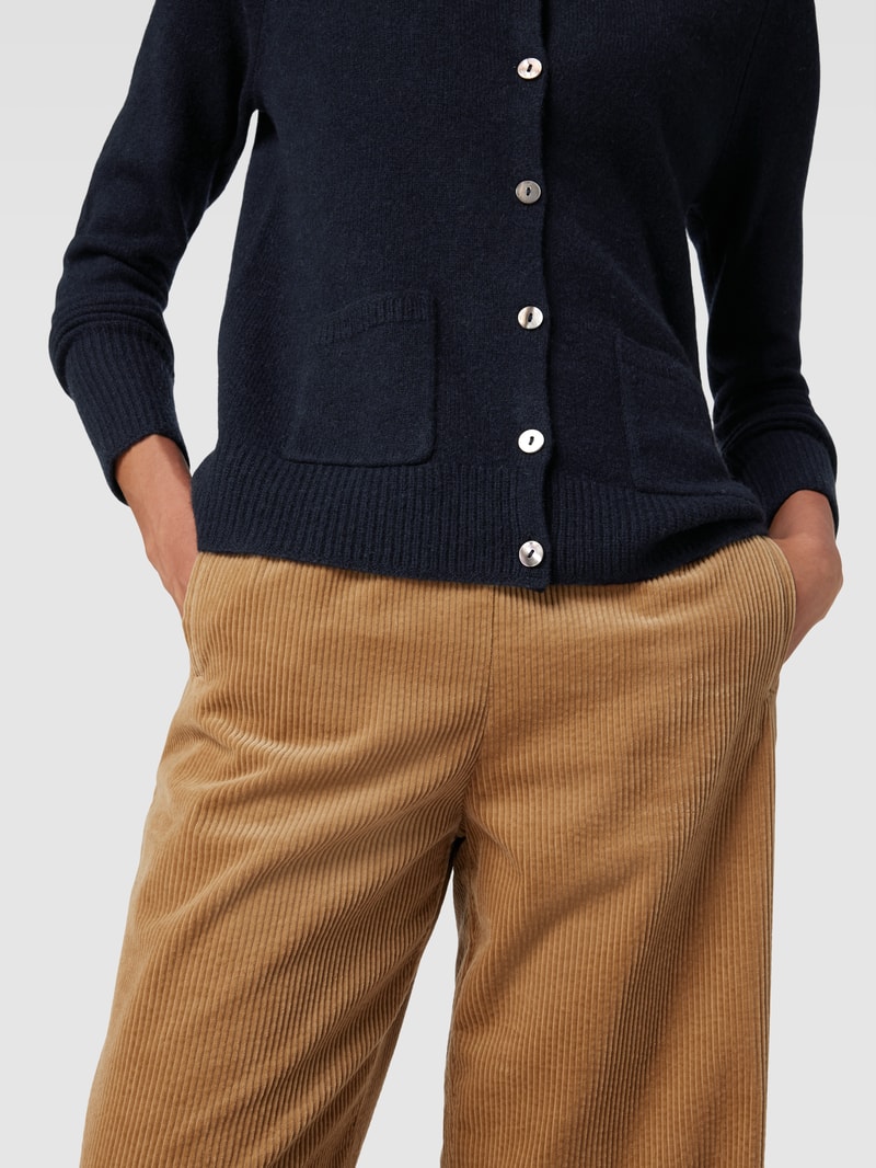 Strickjacke mit Knopfleiste und Eingrifftaschen in dunkelblau