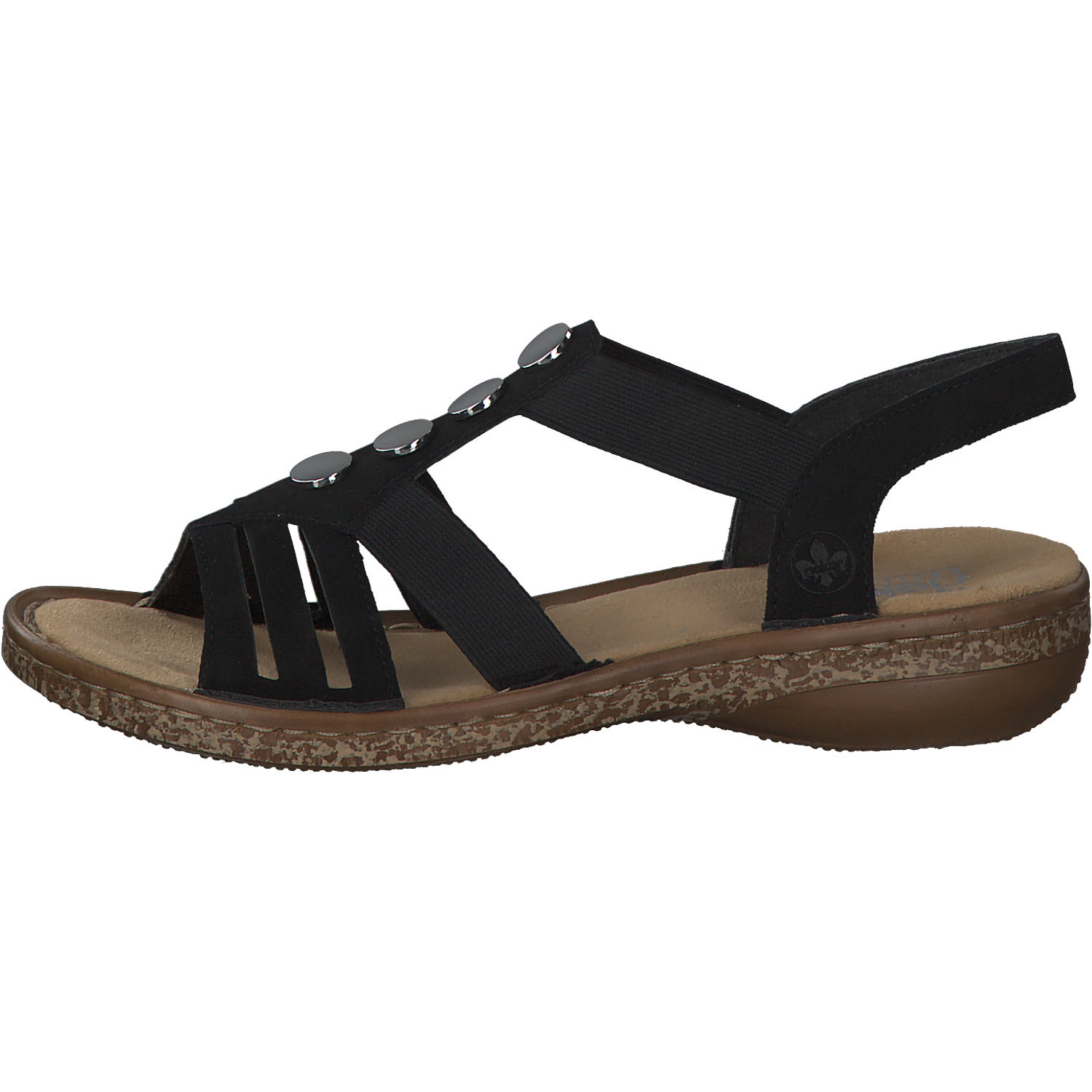Rieker 62831, Klassische Sandalen, Damen, Schwarz