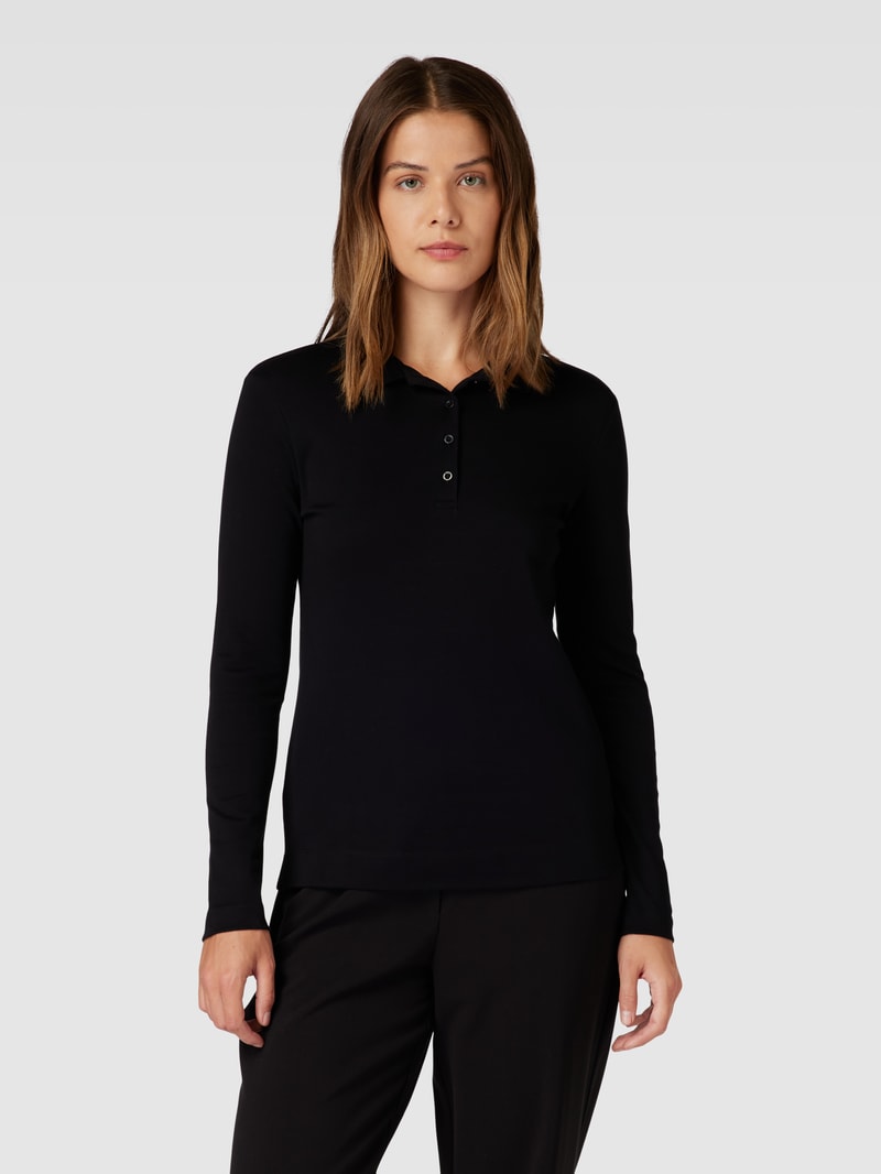 Longsleeve mit Polokragen in schwarz