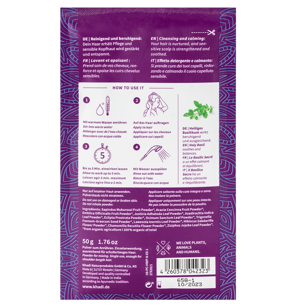 Khadi Ayurvedic Powder Shampoo Sensitive Herbal Wash 50 ml