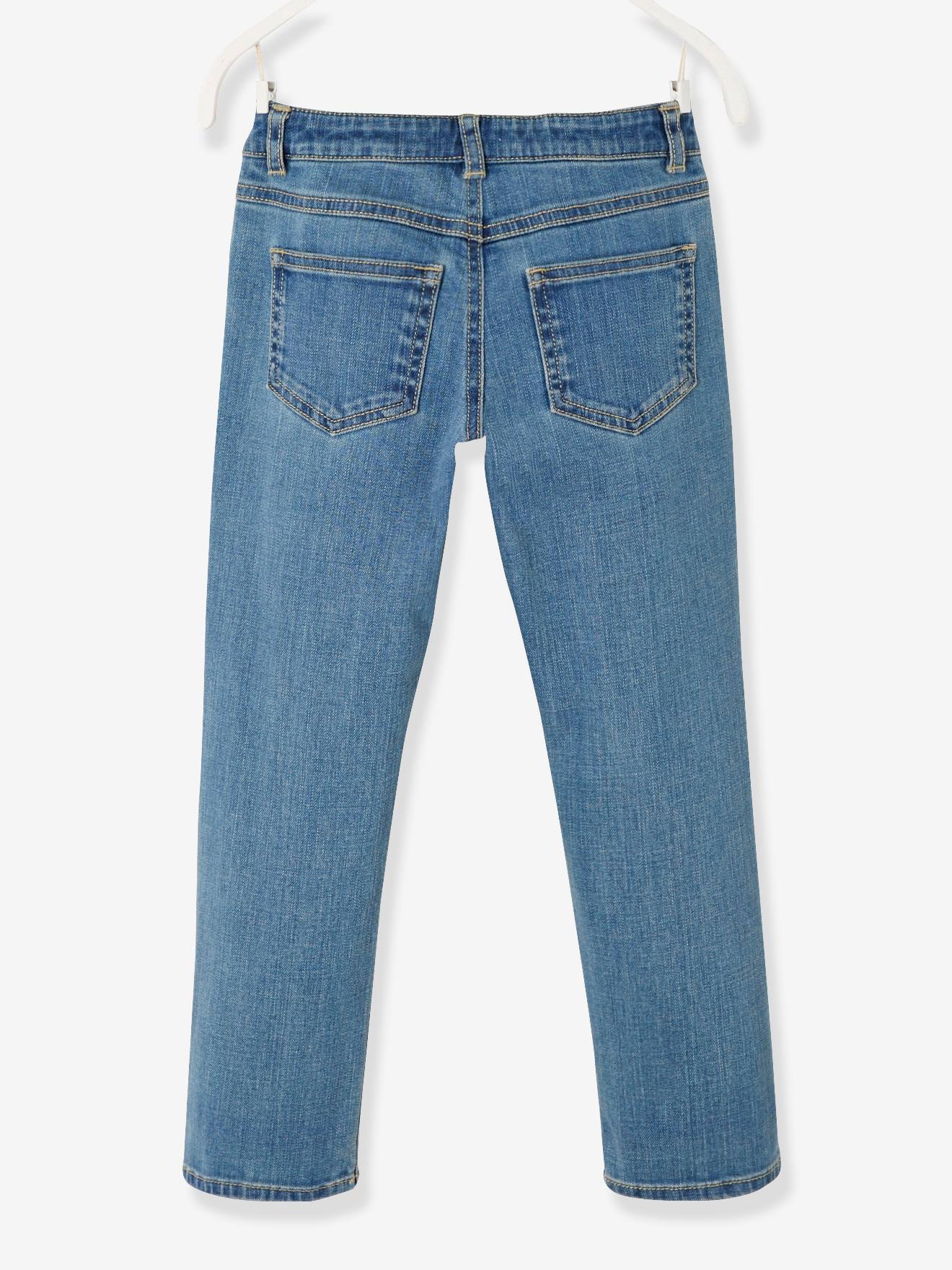 Jean droit fille morphologique tour de hanches LARGE denim stone