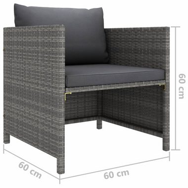 vidaXL Loungesofa Gartensofa mit Kissen Grau Poly Rattan, 1 Teile