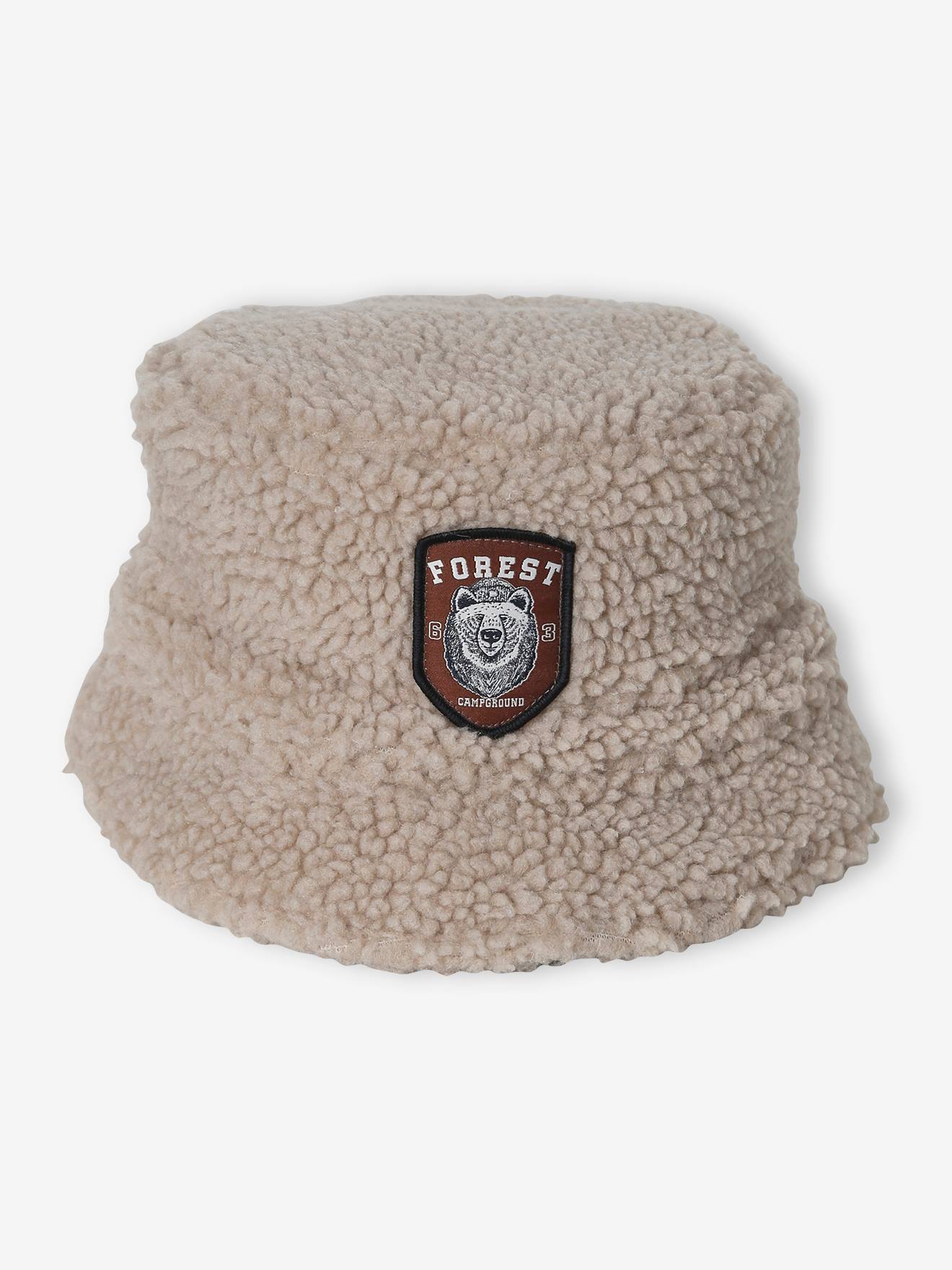 Vertbaudet Jungen Hut aus Teddyfleece - tonfarbig