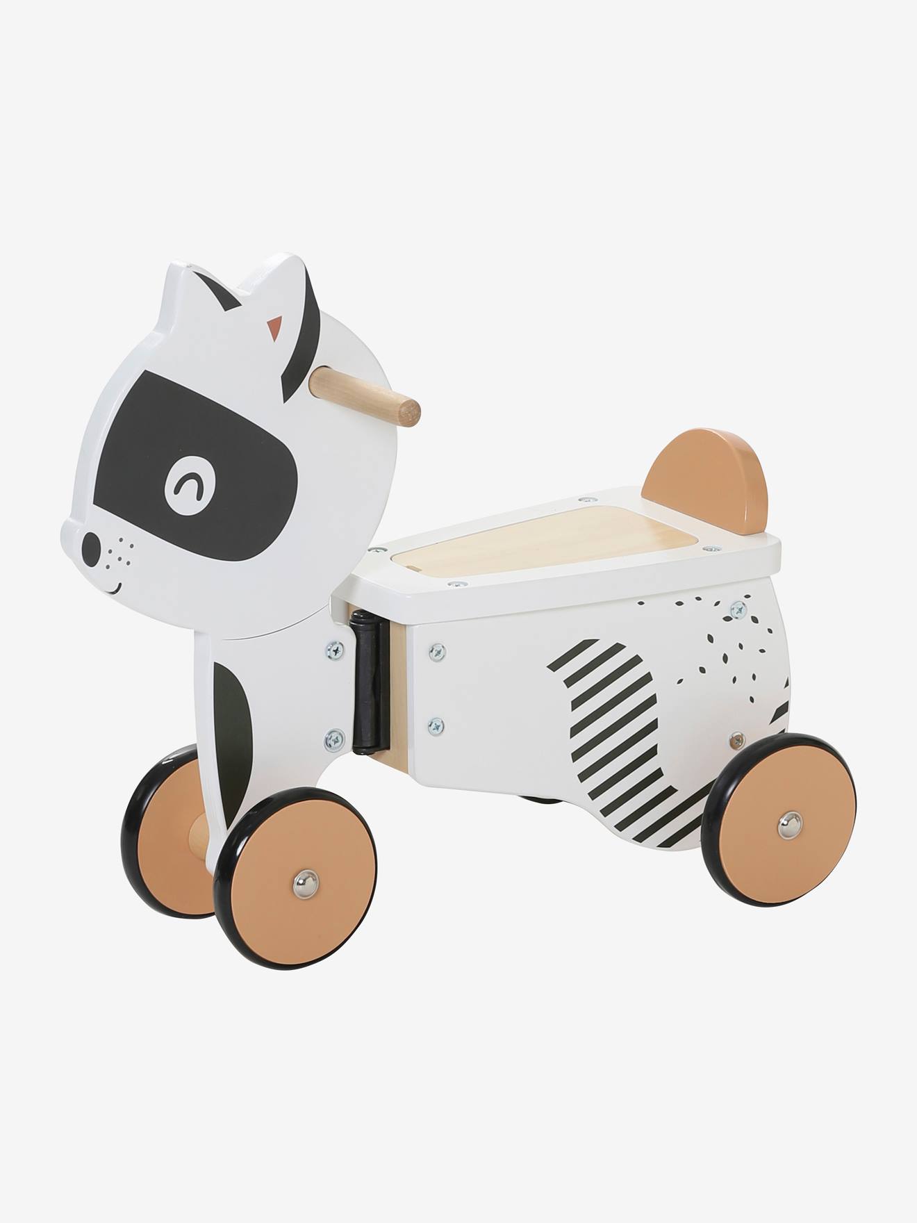Vertbaudet Kinder Rutschfahrzeug WASCHBÄR, Holz FSC - weiß