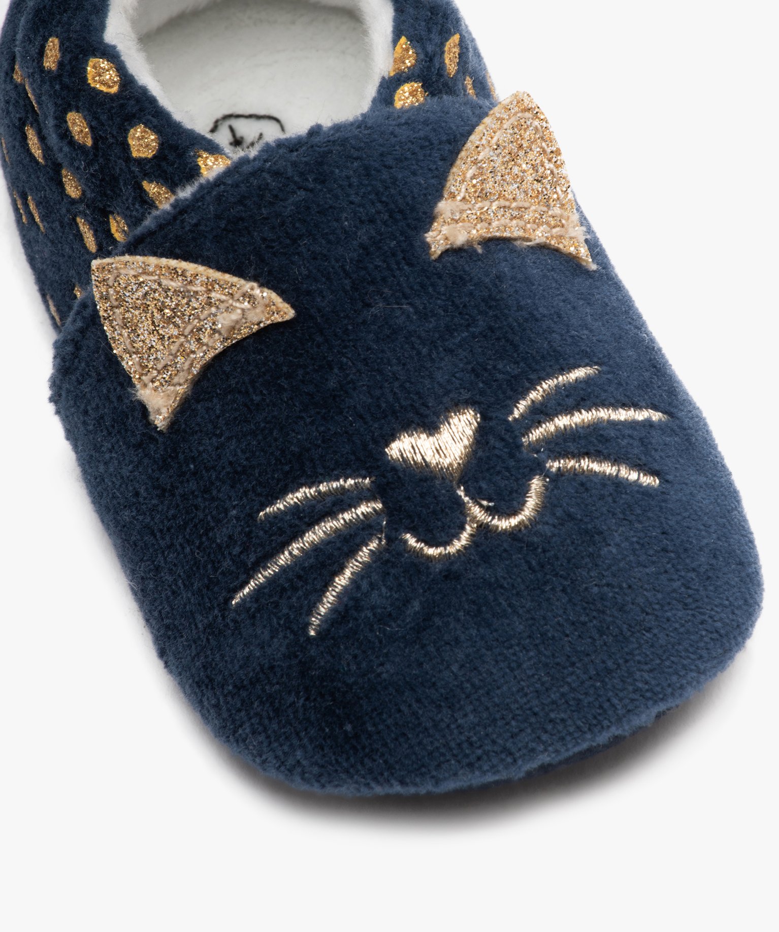 Chaussons de naissance bébé fille en forme de chat et à p... marine | GEMO