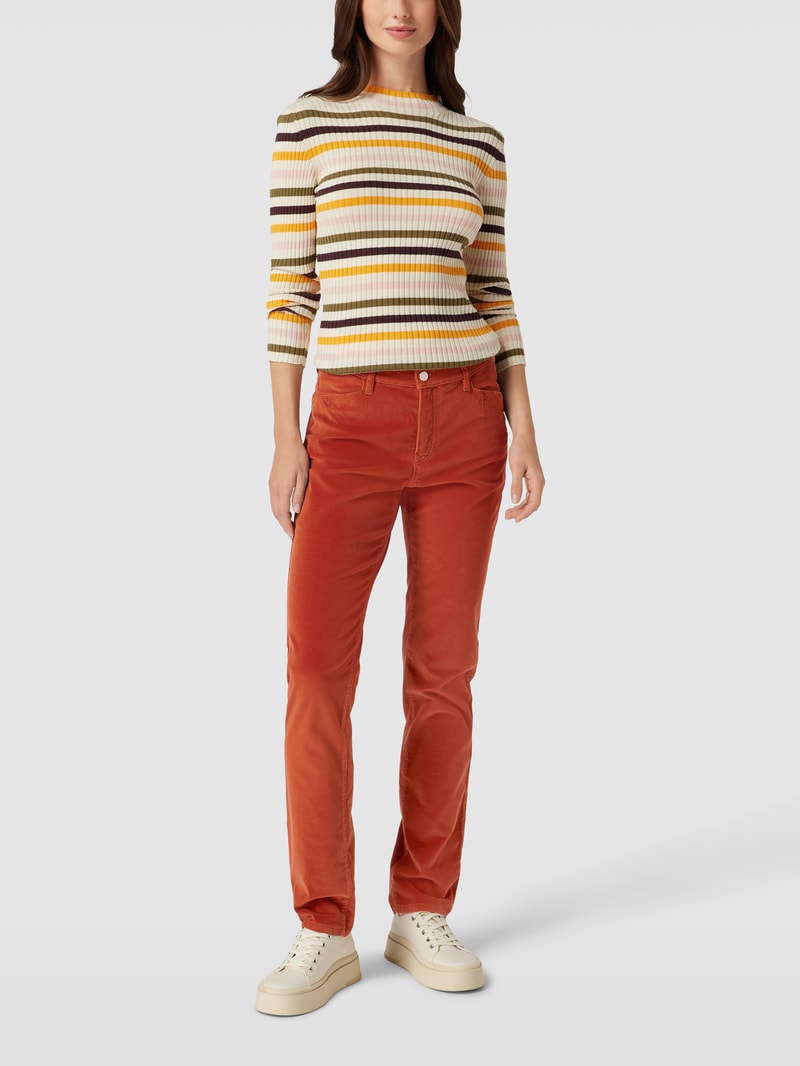 Slim Fit Jeans in Samt-Optik Modell 'Mary' in dunkel orange