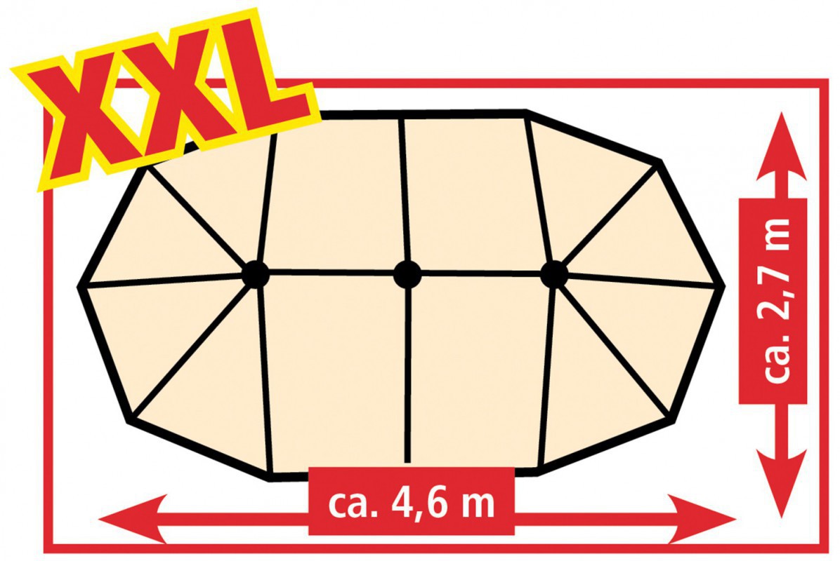 Solax Sunshine XXL-Oval-Sonnenschirm, Grau