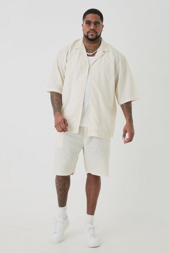 Plus Ecru Leinen-Hemd & Shorts