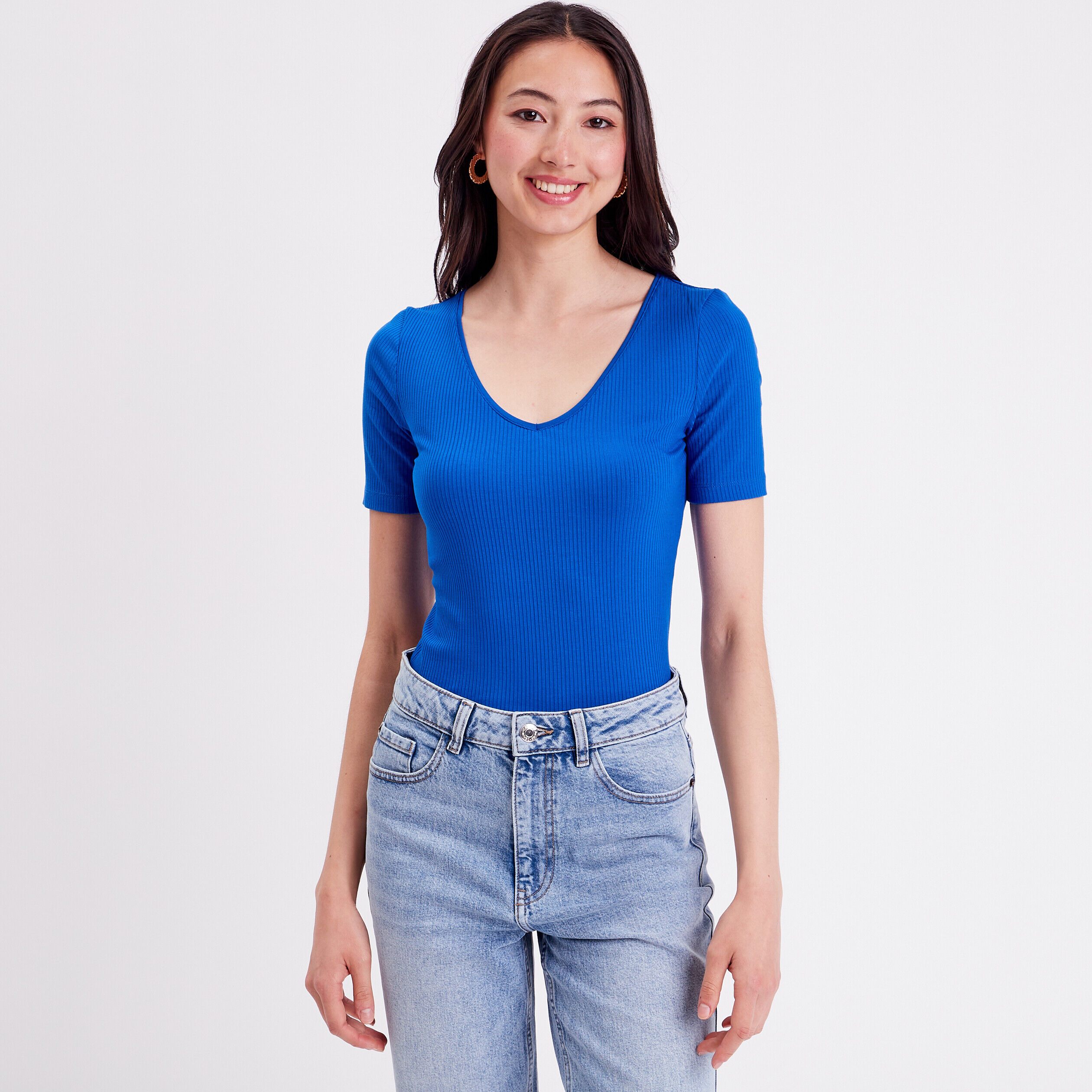 T-shirt manches courtes bleu roi femme | Cache Cache