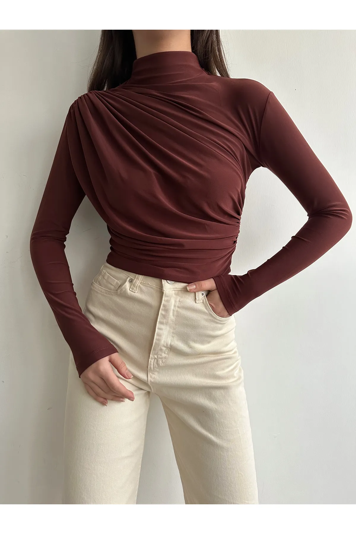 BEJNA  Bluse - Braun - Regular Fit