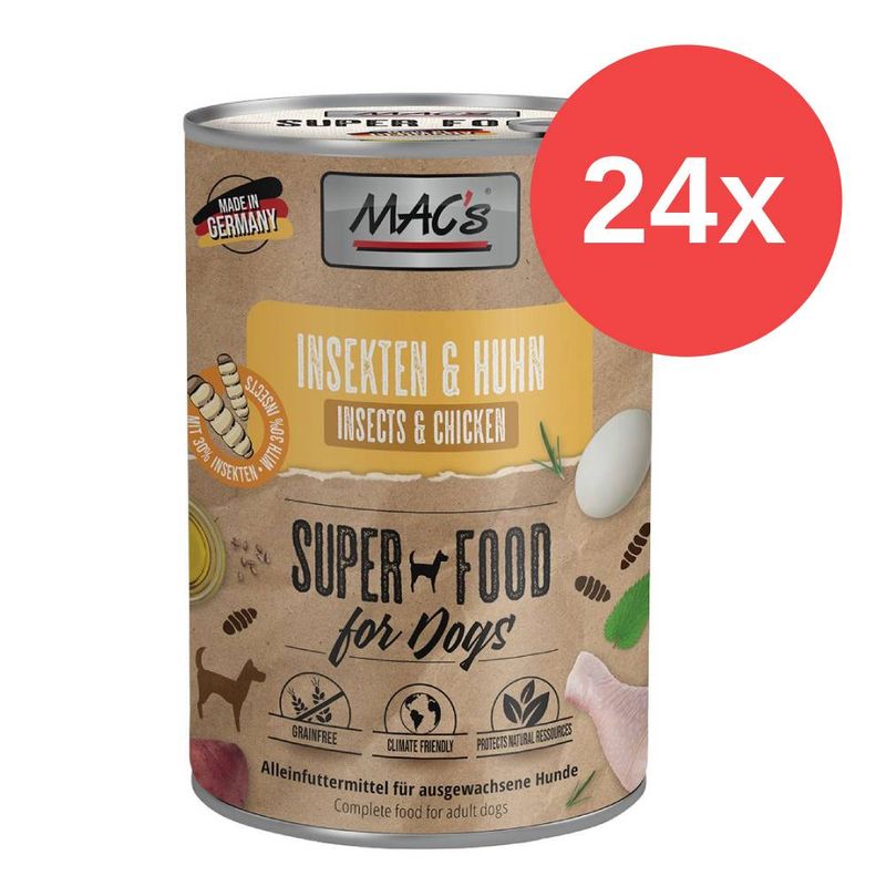 Sparpaket MAC's Nassfutter für Hunde mit Insekten 24 x 400 g
