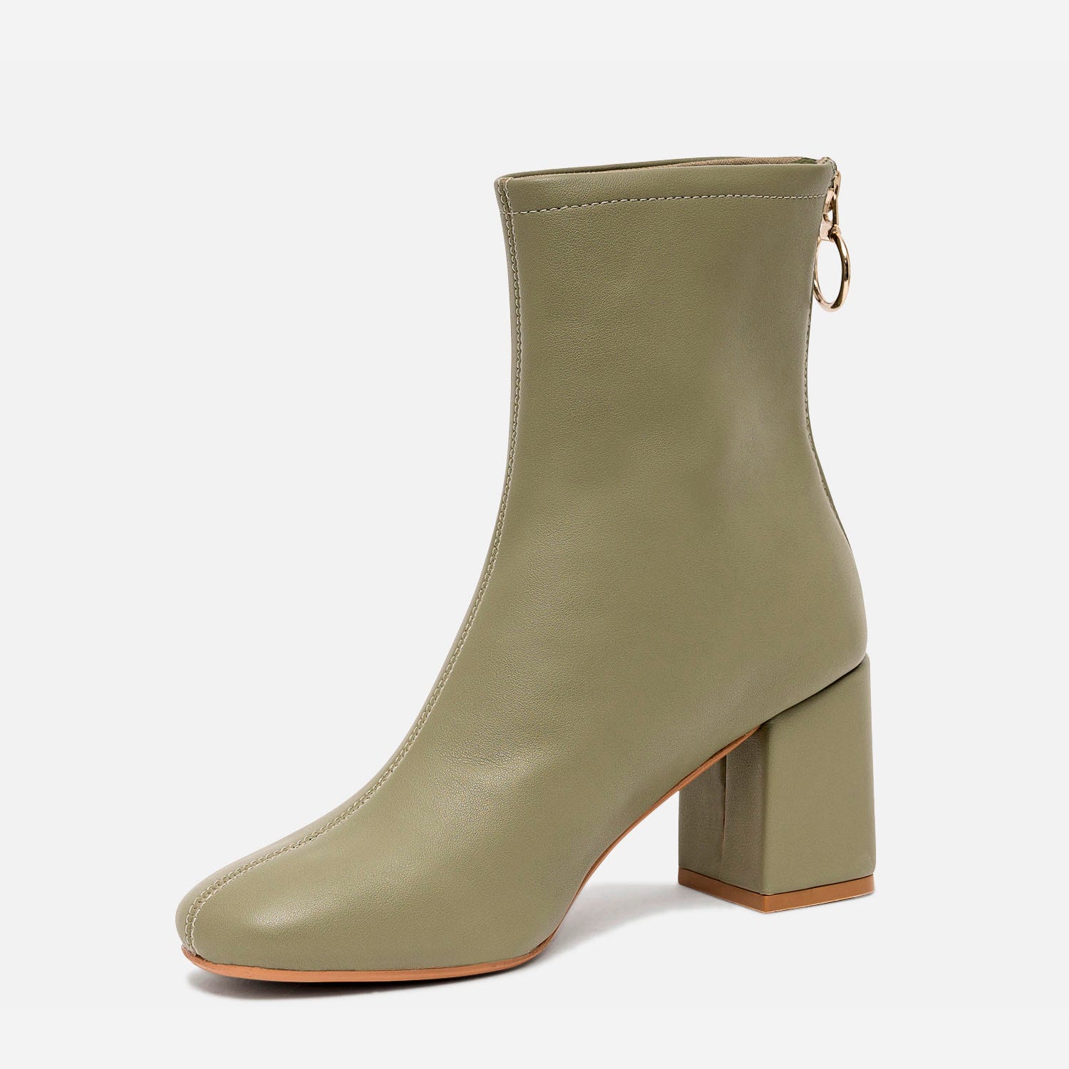 Boots kaki mat à zip arrière