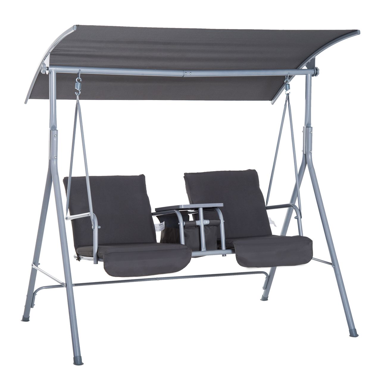 Outsunny Hollywoodschaukel Gartenschaukel 2-Sitzer mit Sonnendach Beige/Grau