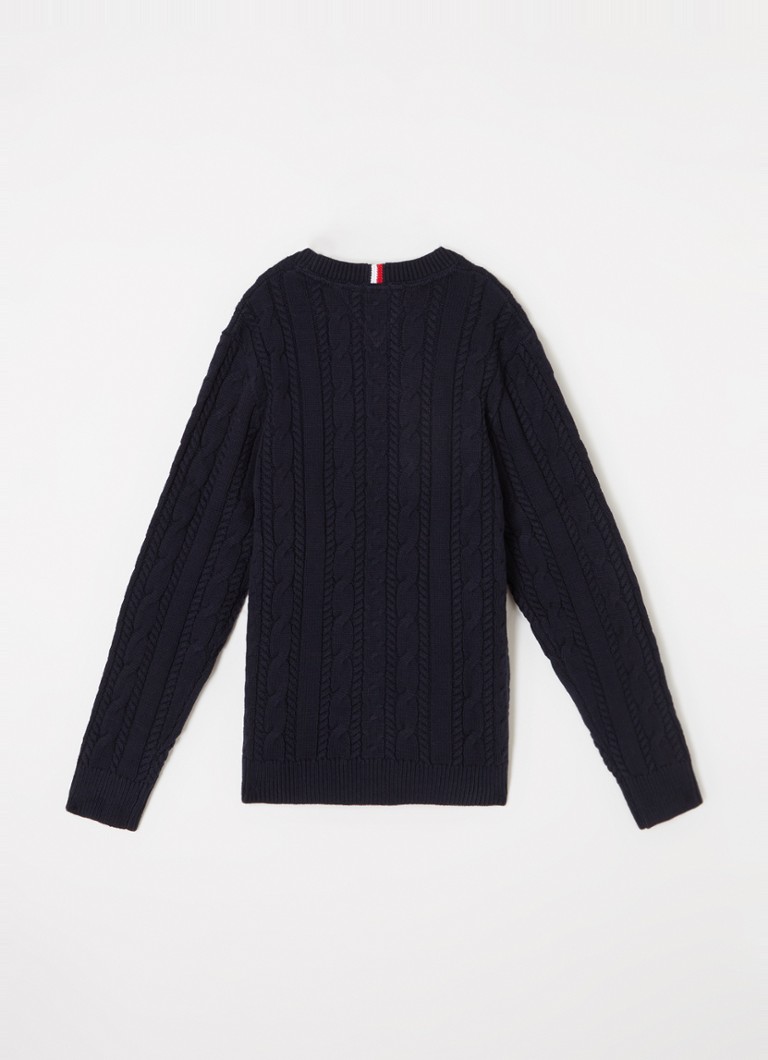 Pulover Tommy Hilfiger Essential cu guler rotund și împletitură