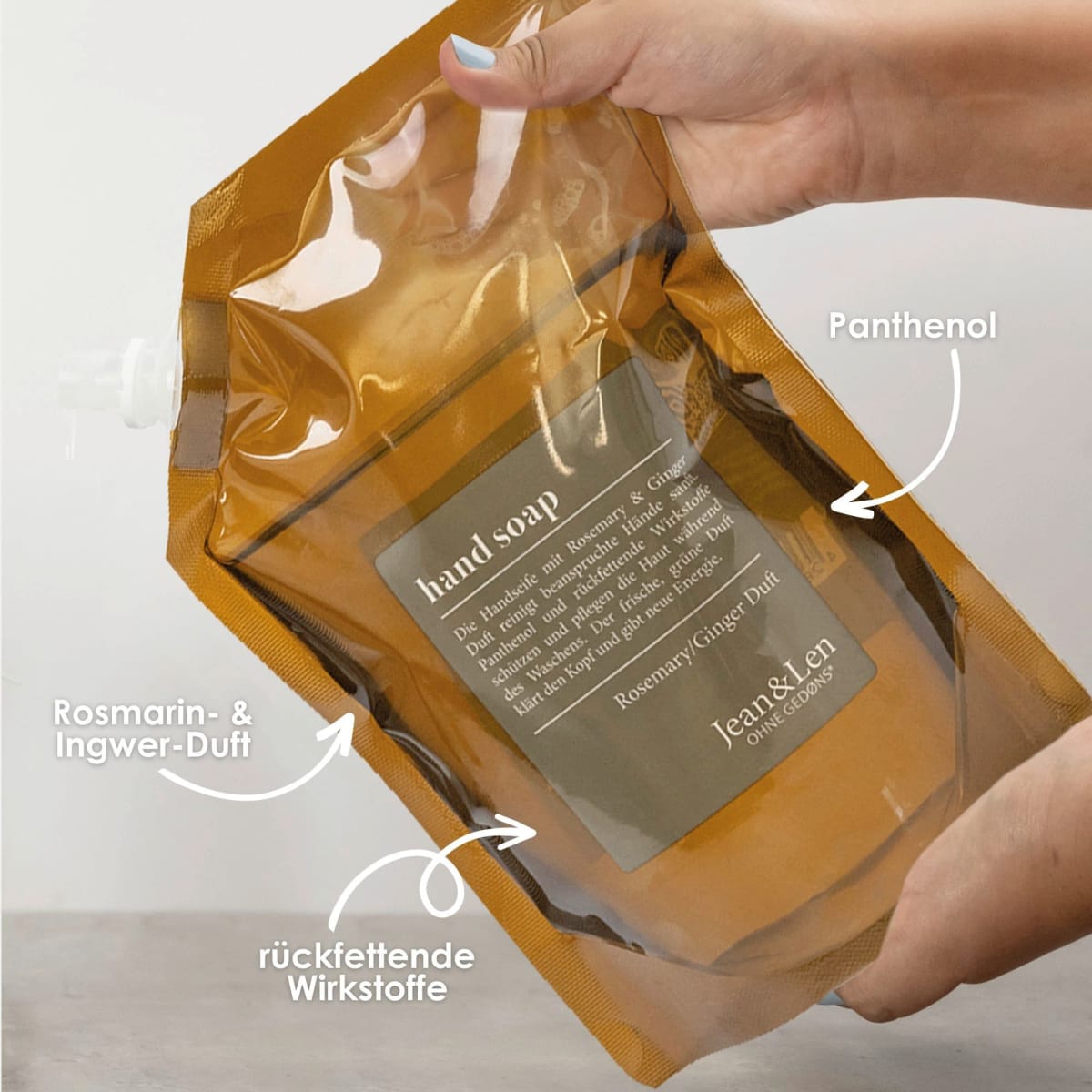 Flüssigseife rosemary & ginger, Rosmarin & Ingwer, Nachfüllpack, 0,5 l