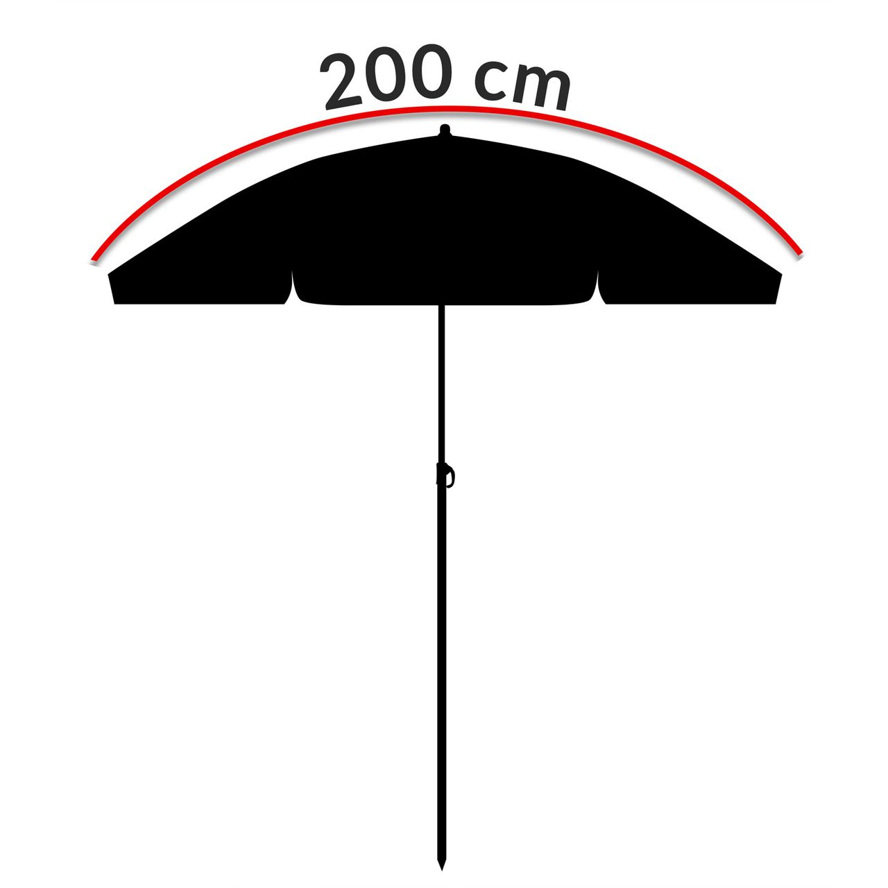 Kingsleeve Sonnenschirm Kingsleeve neigbar/höhenverstellbar 140-200 x 200cm rot