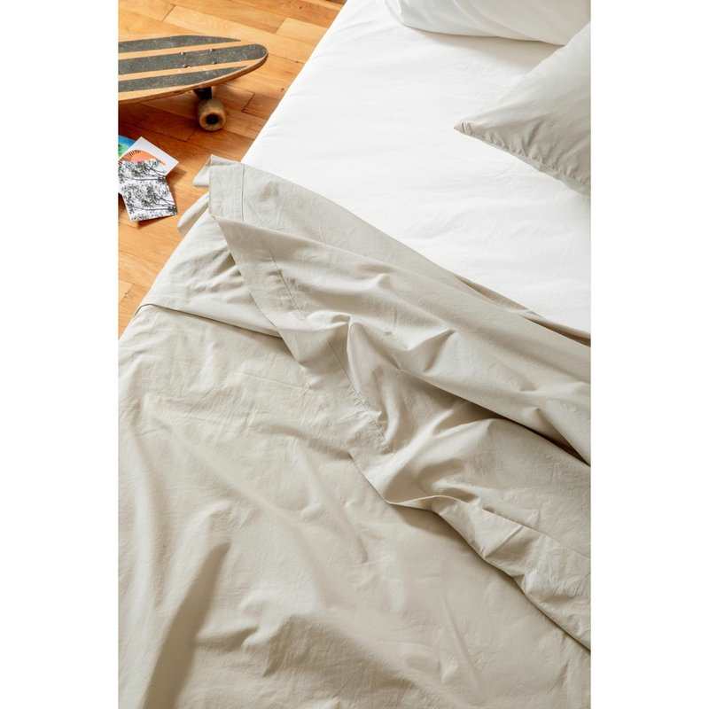 Drap plat 1 personne en Percale de Coton Bio lavé 180 x 290 cm