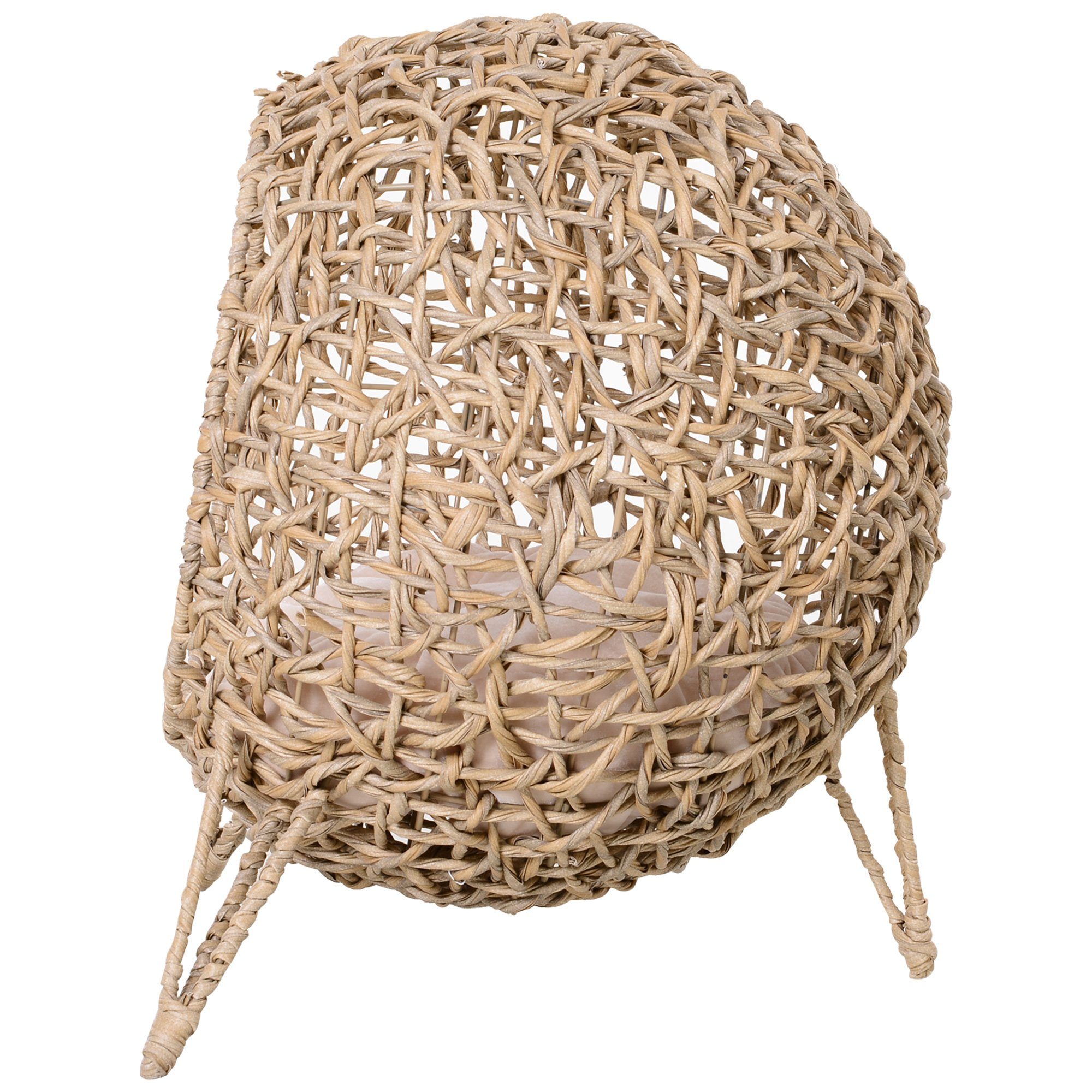 PawHut Tierhaus Katzenhaus aus PE-Rattan mit Kissen, erhöhten Füßen PE-Rattan Natur, Ø52 x 58H cm