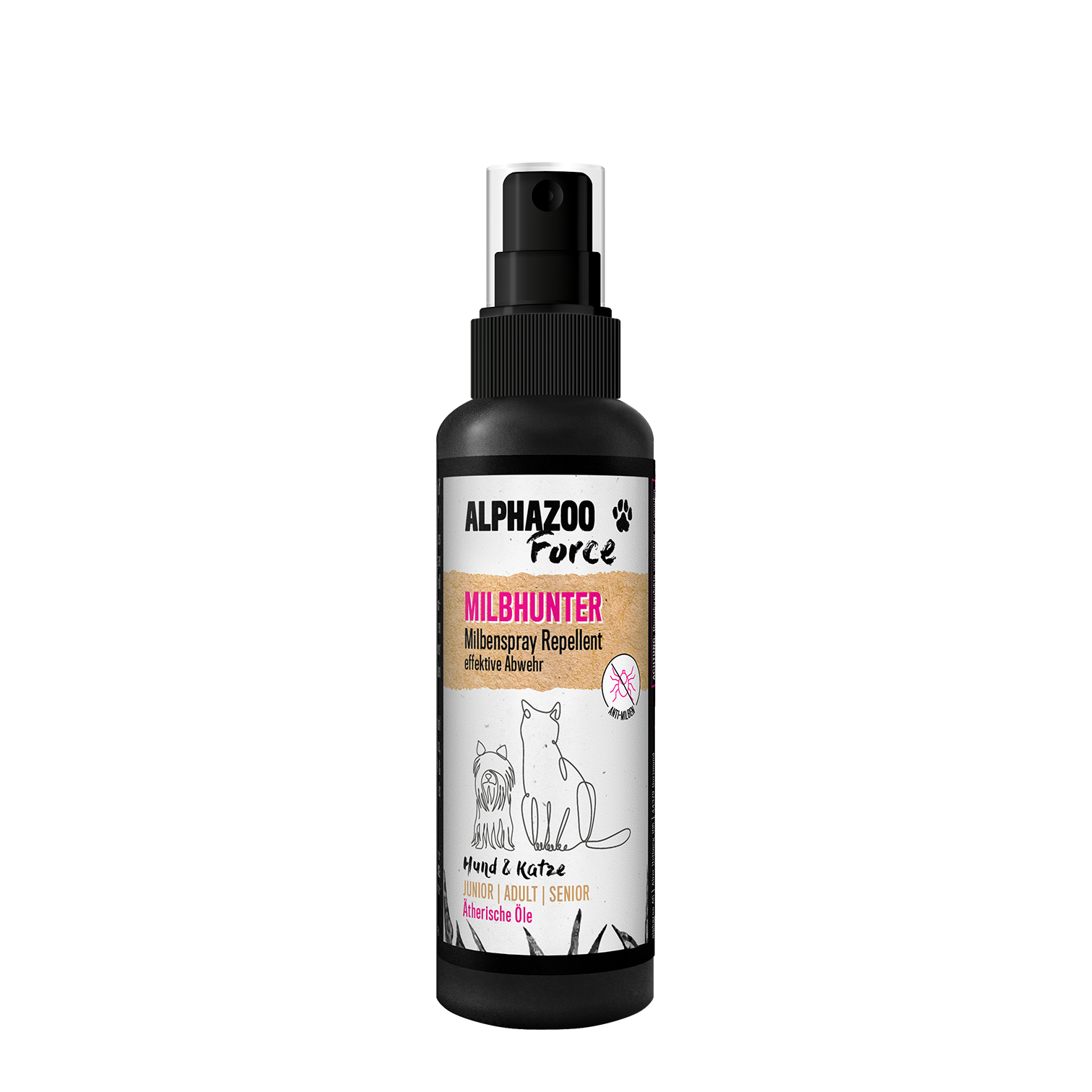 ALPHAZOO Floh- & Zeckenmittel ALPHAZOO MilbHunter Milbenspray für Hunde & Katzen I Starkes Anti Milbenmittel 100 ml