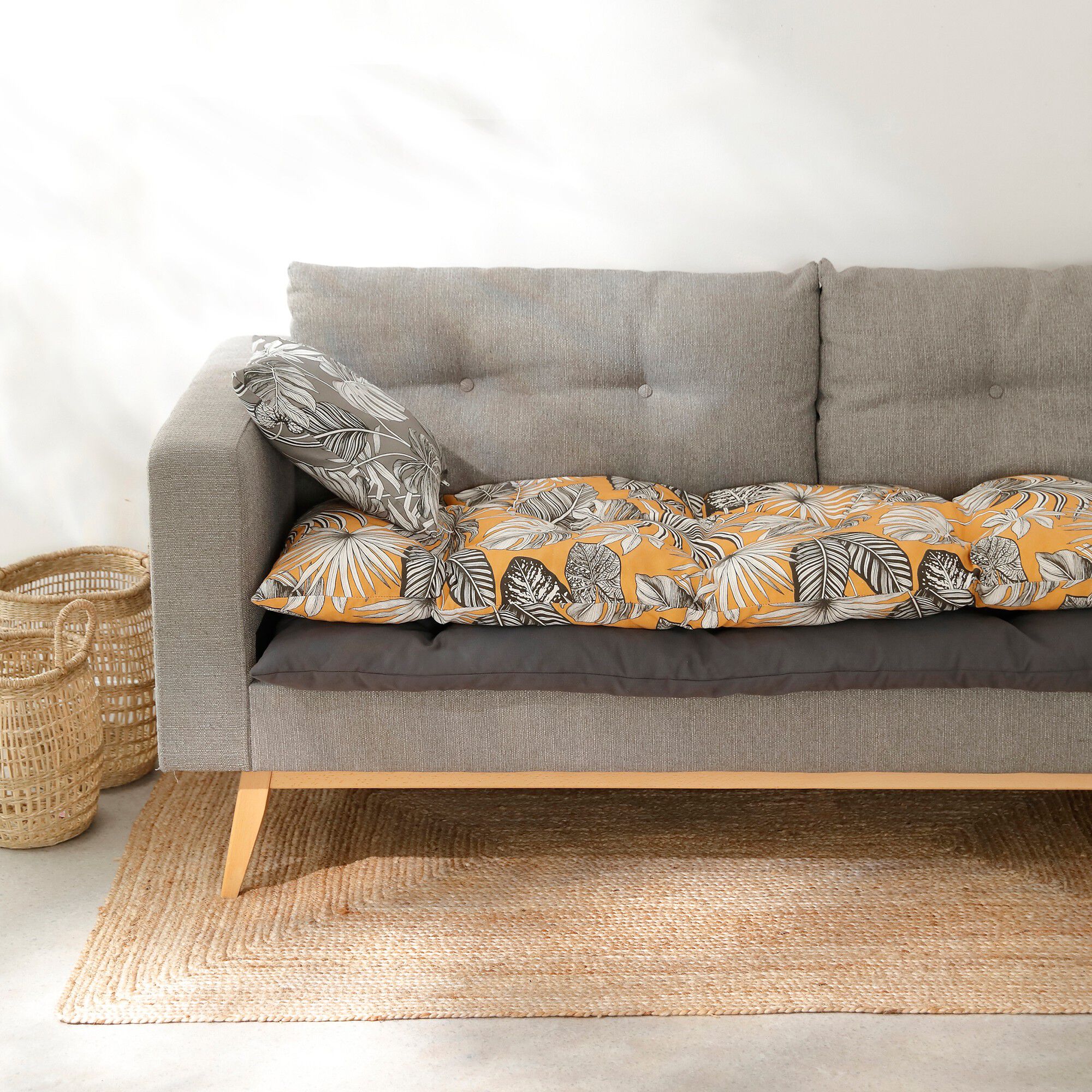 Long coussin de sol uni