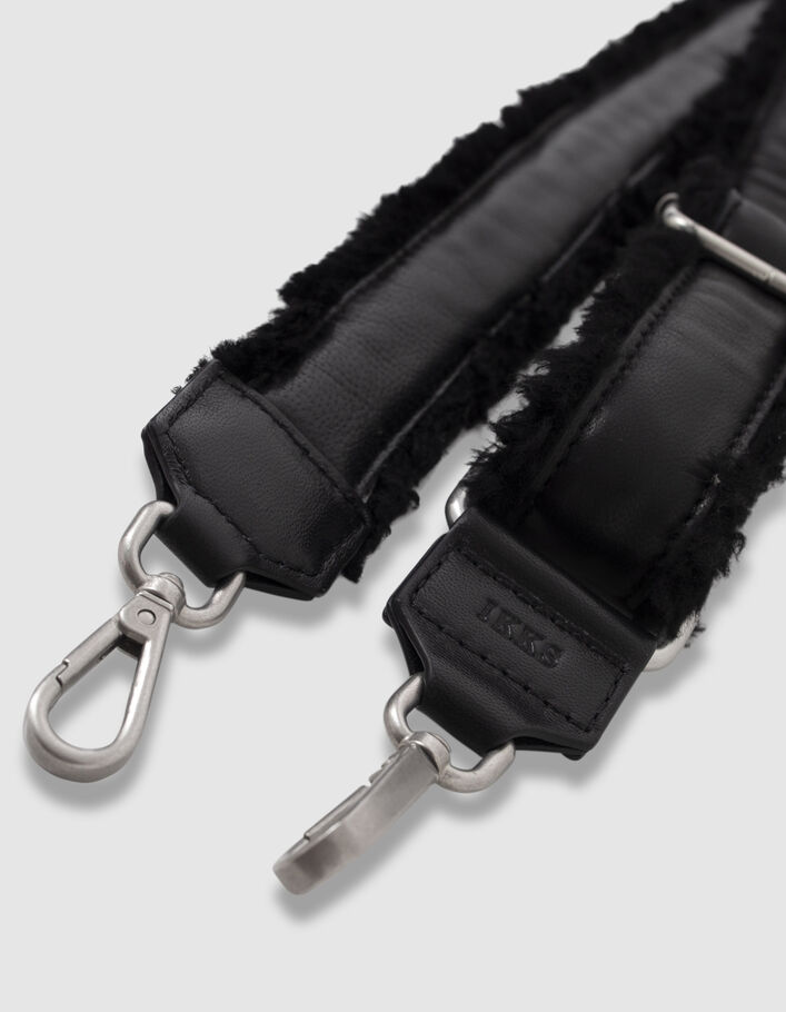 La bandoulière 111 noire cuir bords fourrés Femme