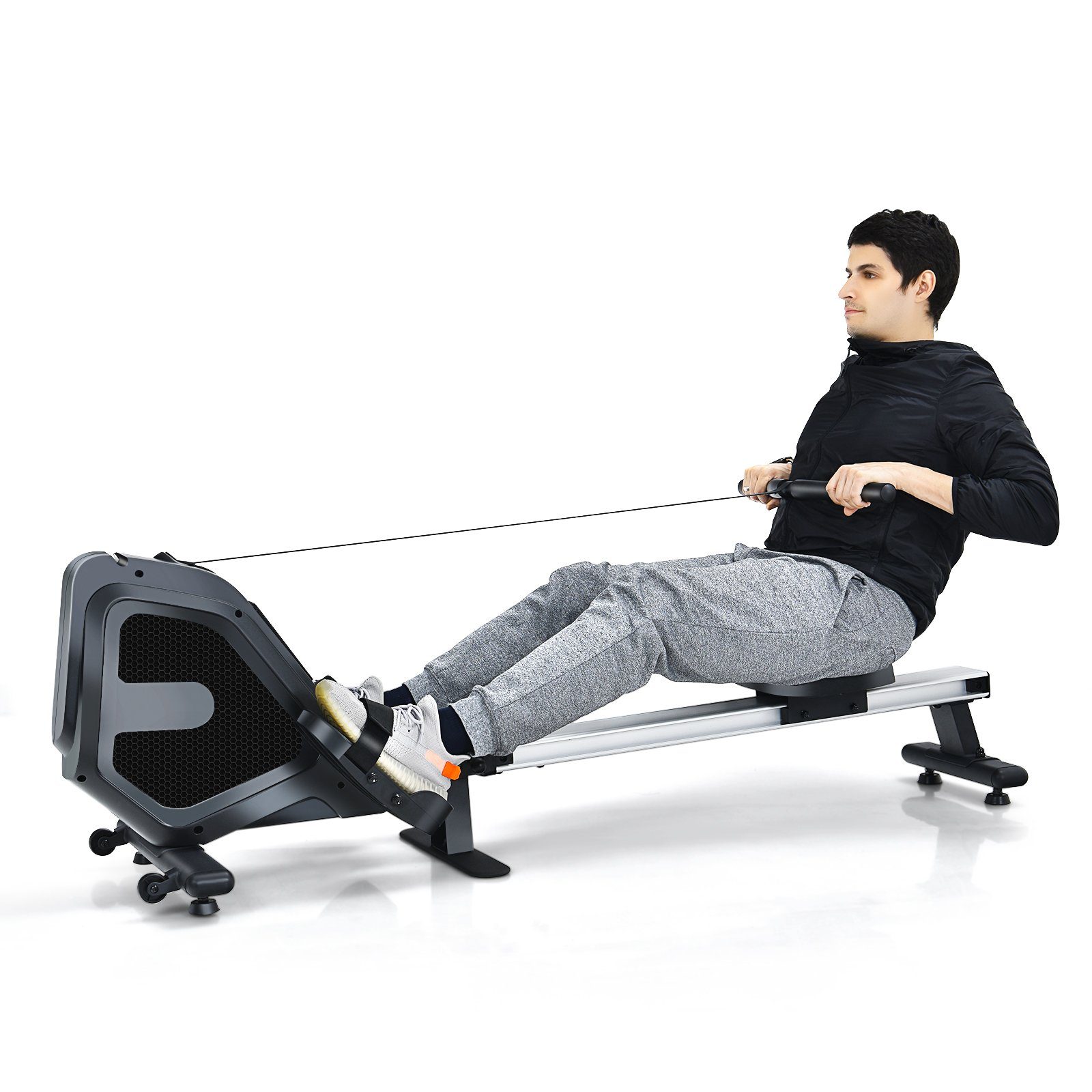 COSTWAY Rudergerät Rudermaschine, mit LCD, 8-stufig einstellbarer Widerstand, klappbar
