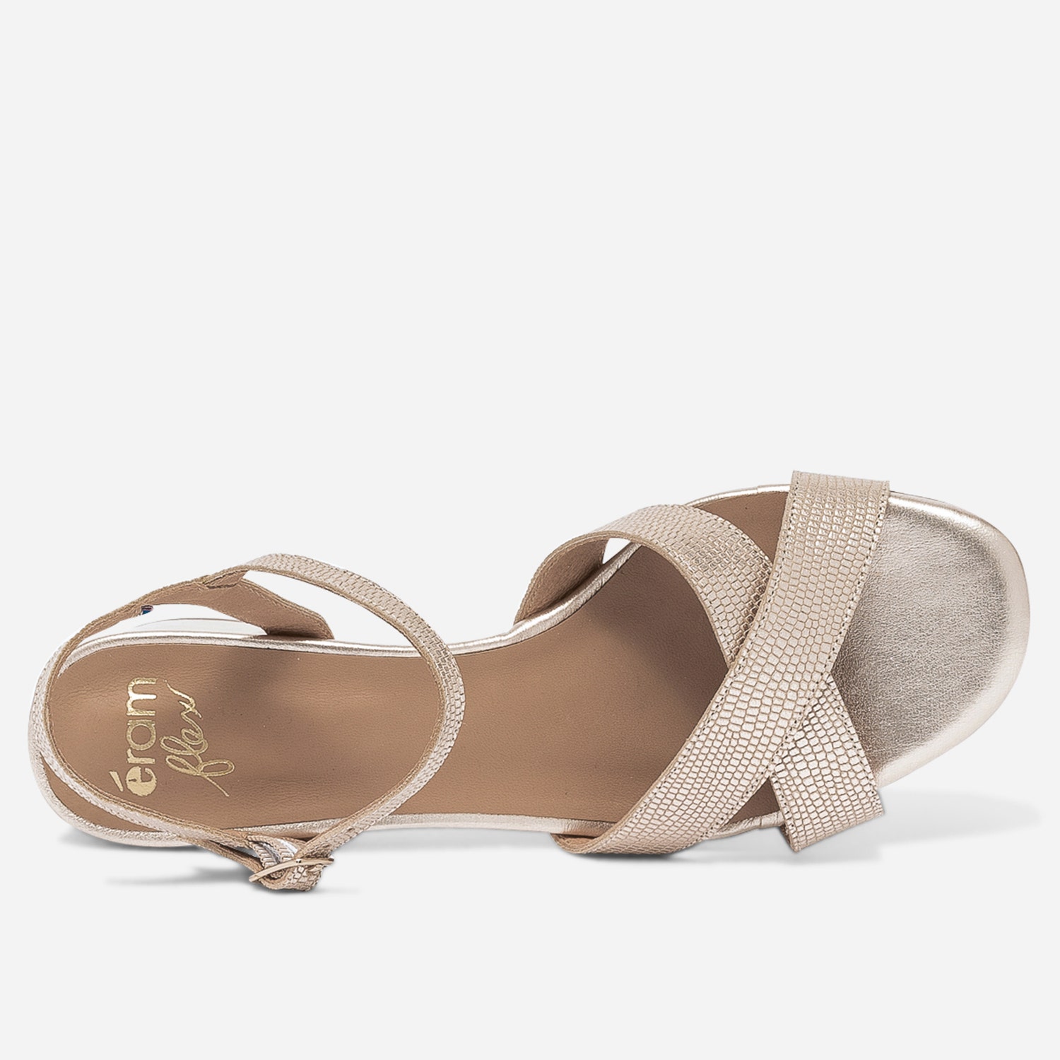 Sandale ERAM FLEX dorée en cuir effet python