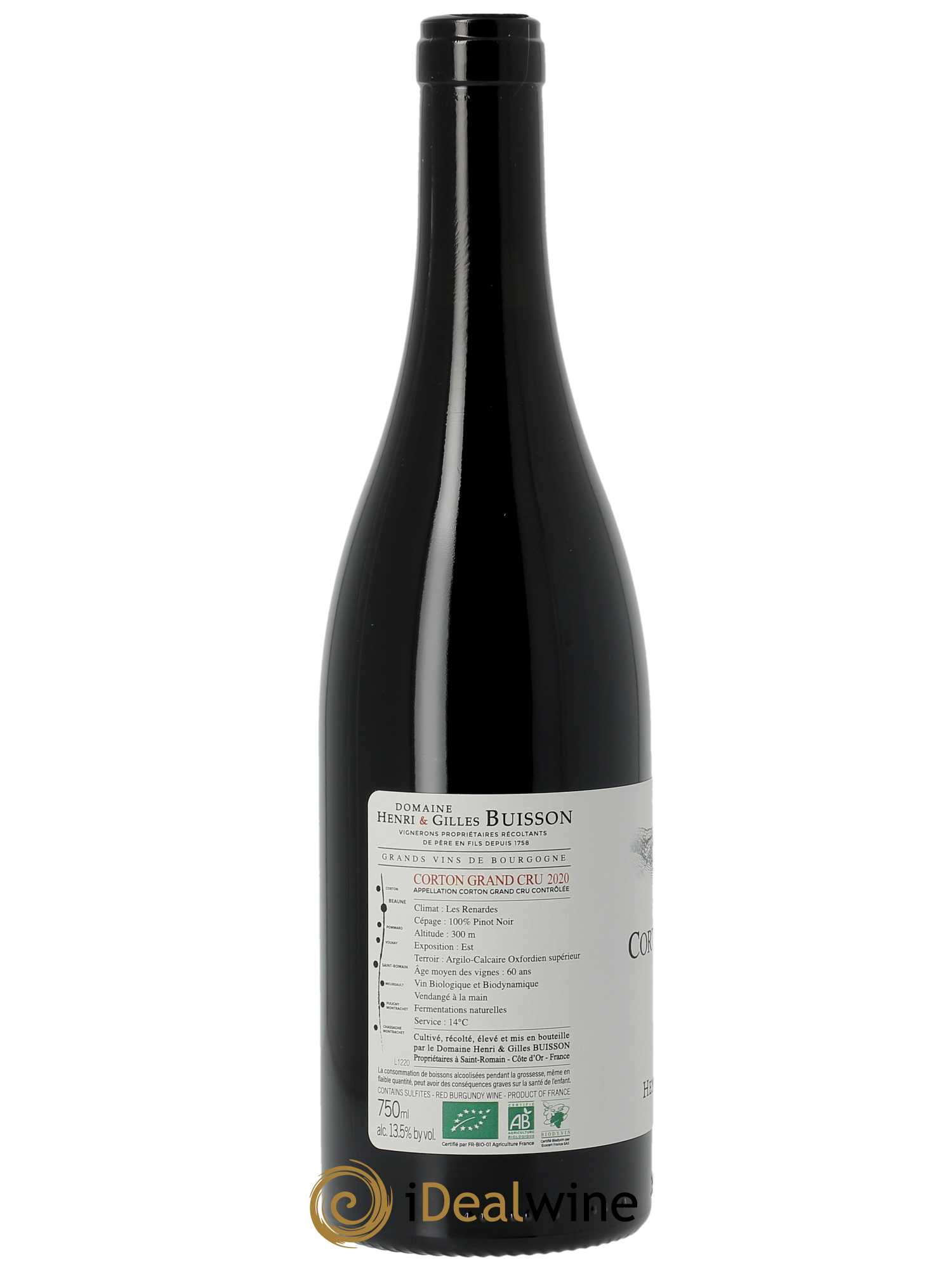 Corton Grand Cru Les Renardes Henri et Gilles Buisson (Domaine)  2020 - Lot de 1 Bouteille