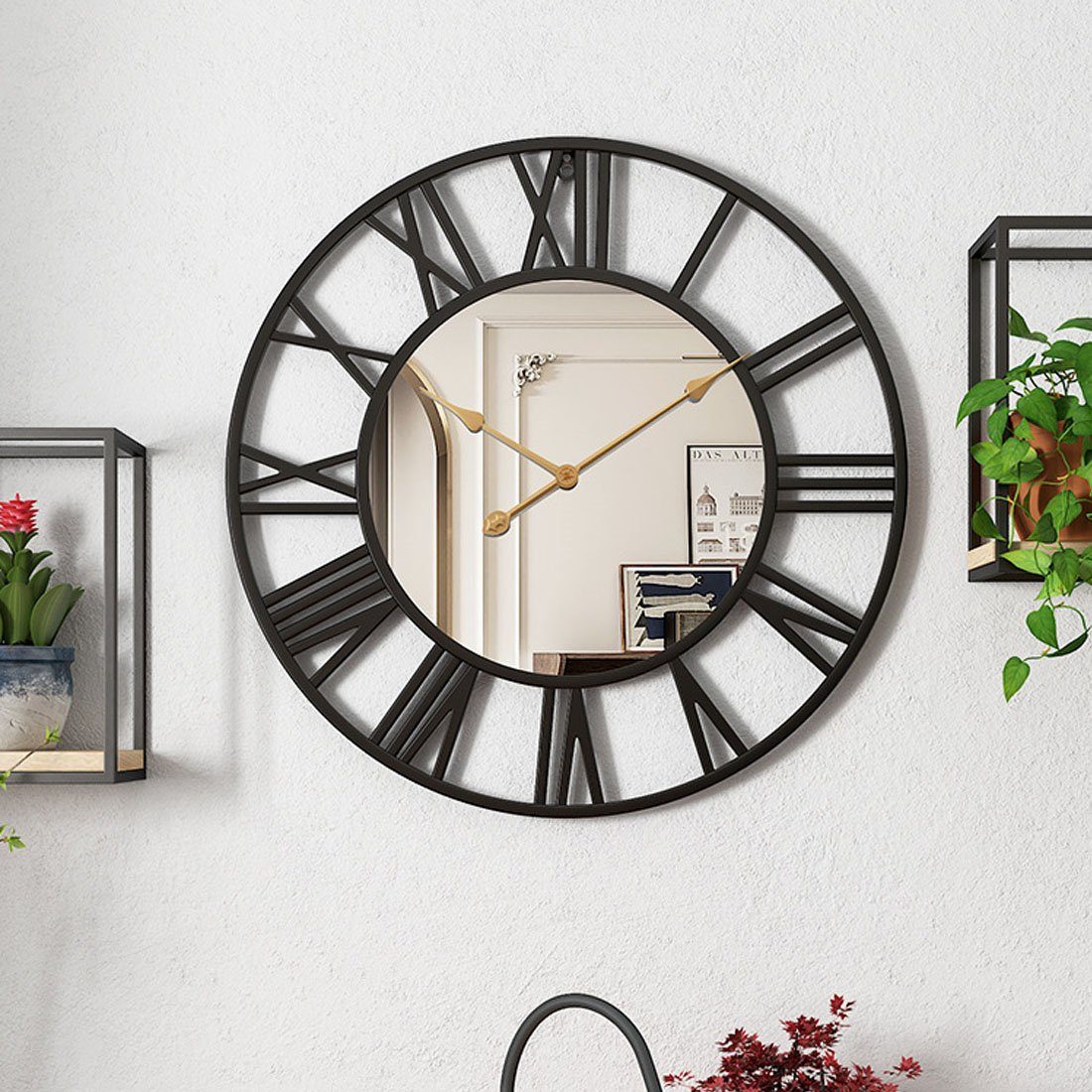 DÖRÖY Wanduhr 40cm Moderne Wanduhr aus Metall, kreative stille Uhr, Vintage-Wanduhr